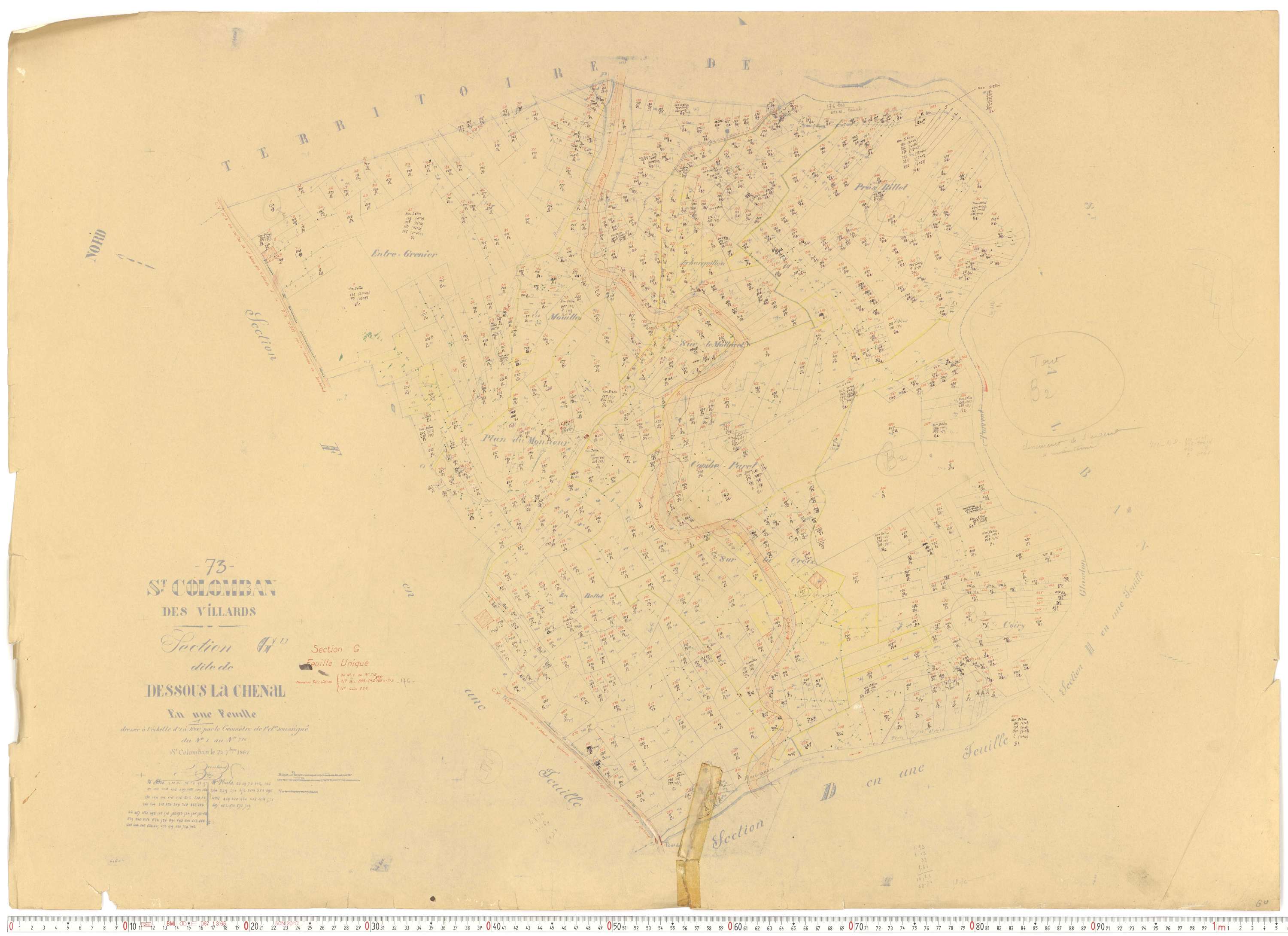 Saint-Colomban-des-Villards - Plans cadastraux du cadastre rénové.