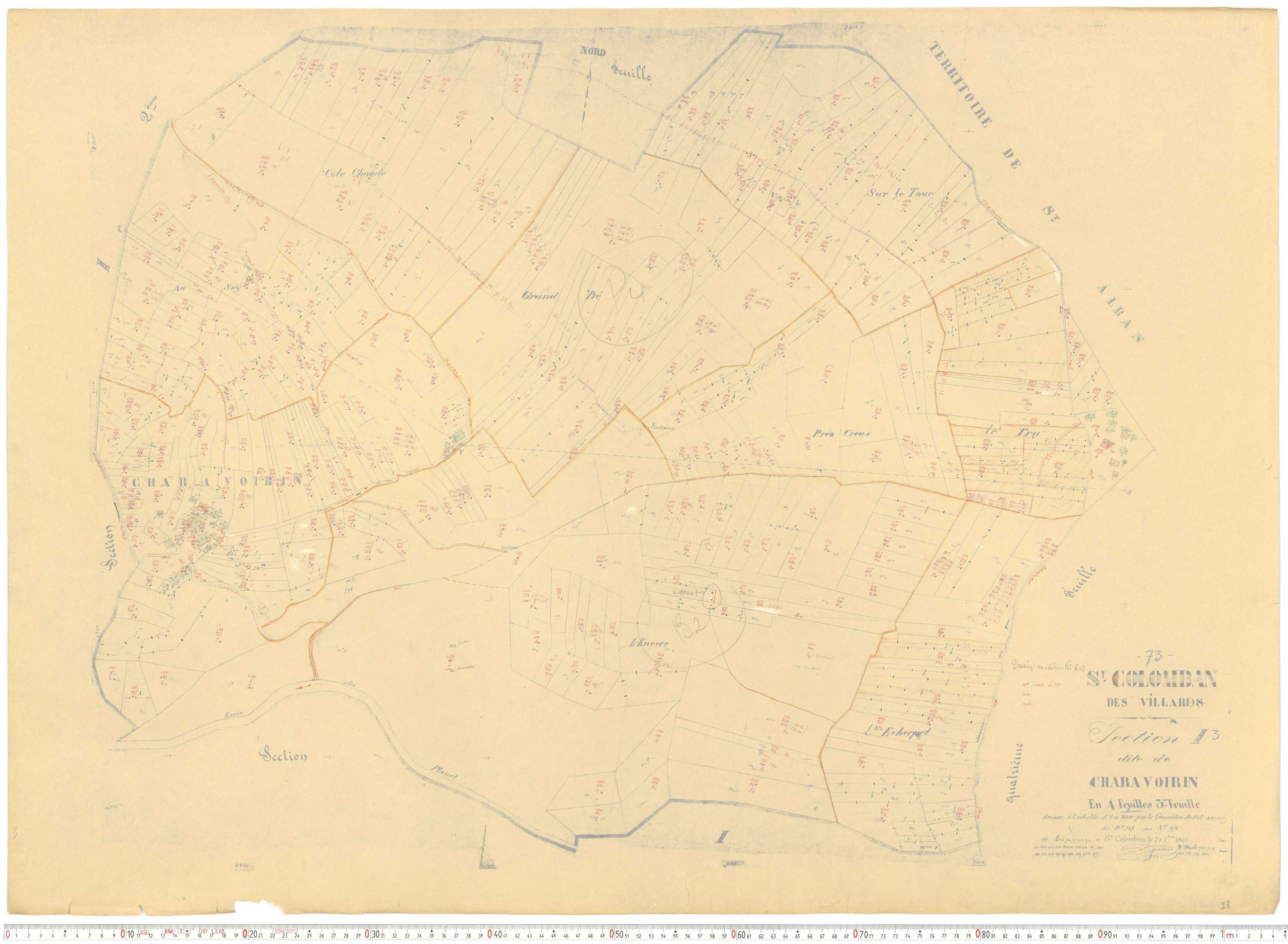 Saint-Colomban-des-Villards - Plans cadastraux du cadastre rénové.