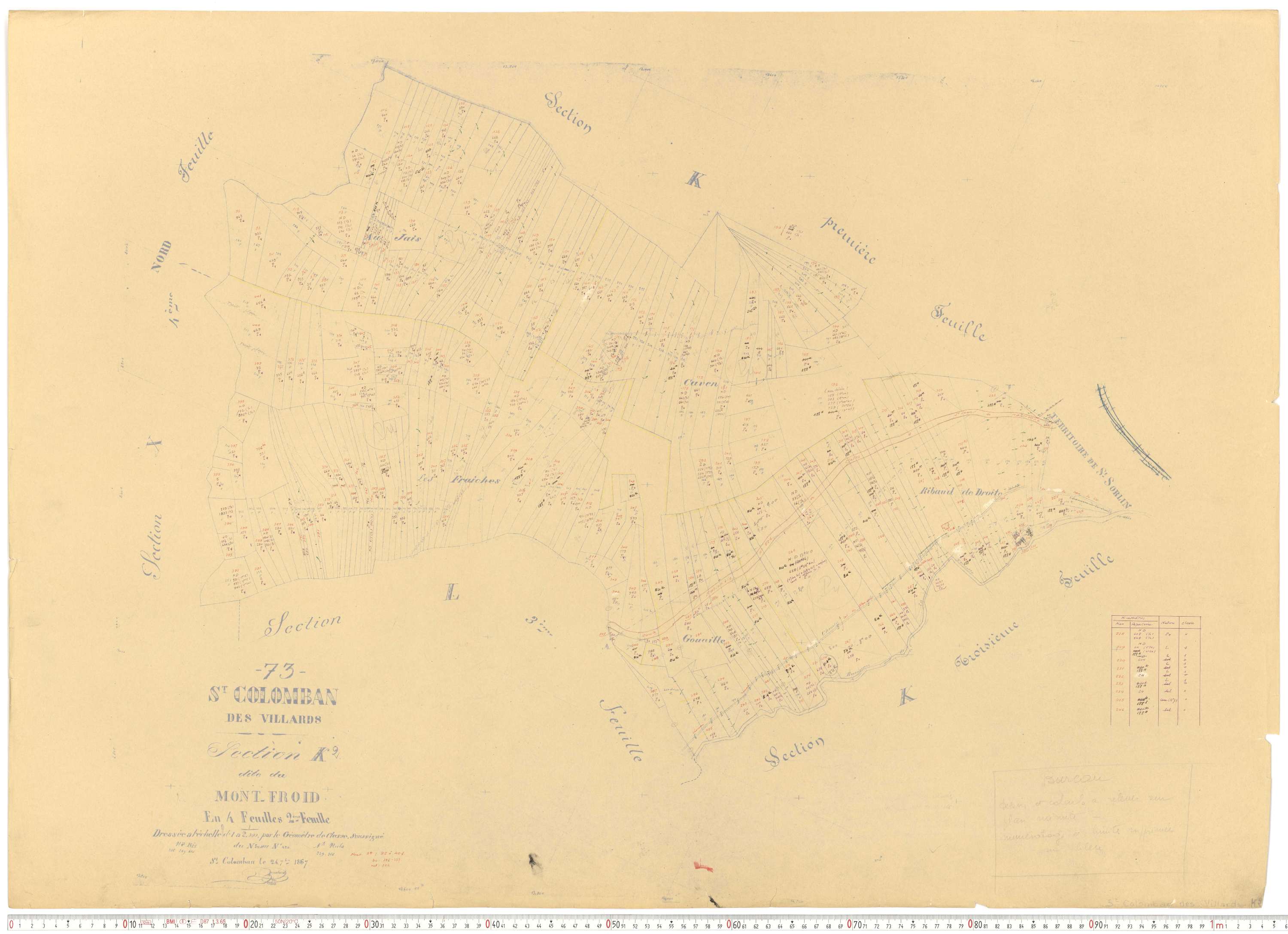 Saint-Colomban-des-Villards - Plans cadastraux du cadastre rénové.