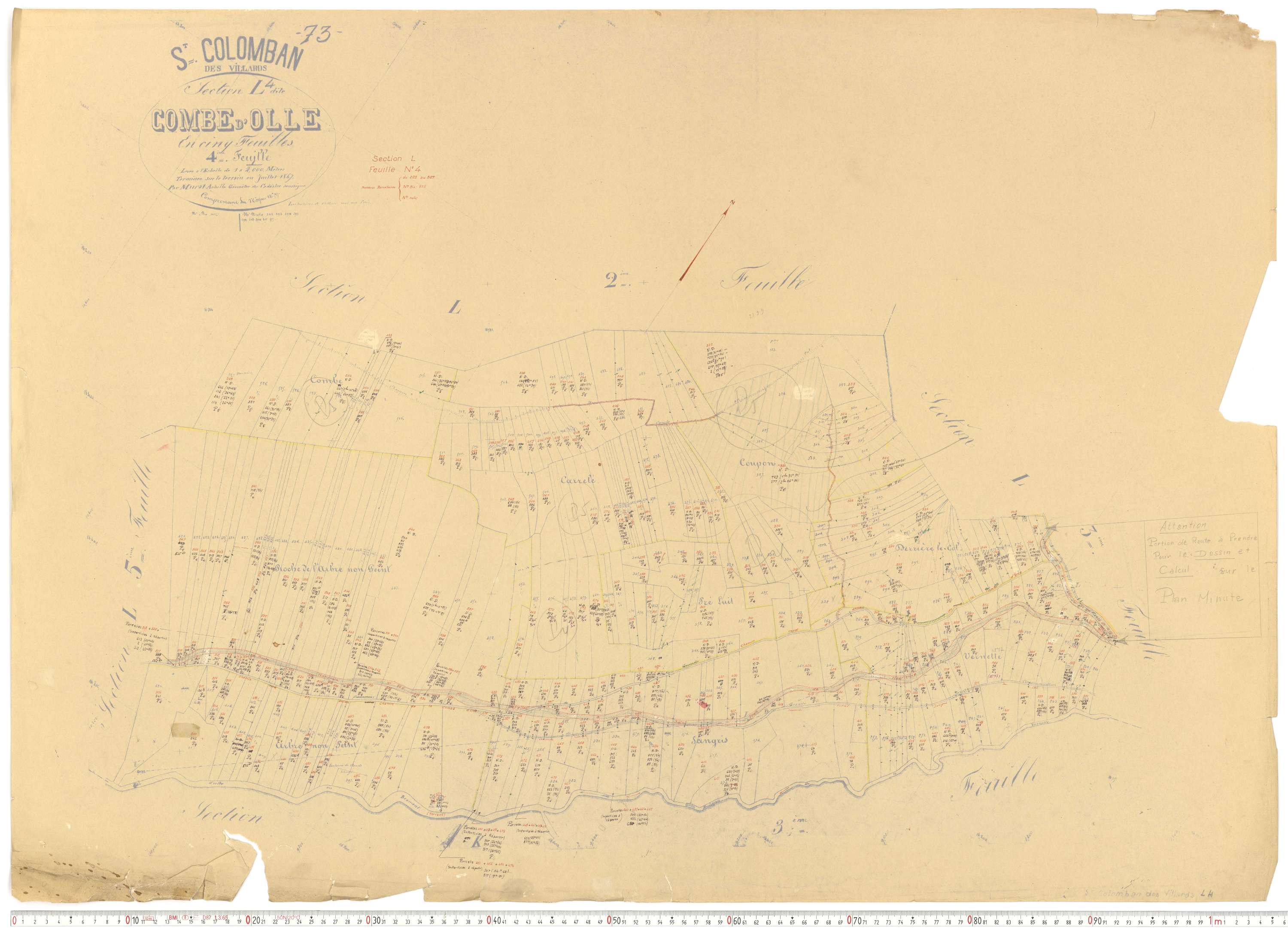 Saint-Colomban-des-Villards - Plans cadastraux du cadastre rénové.