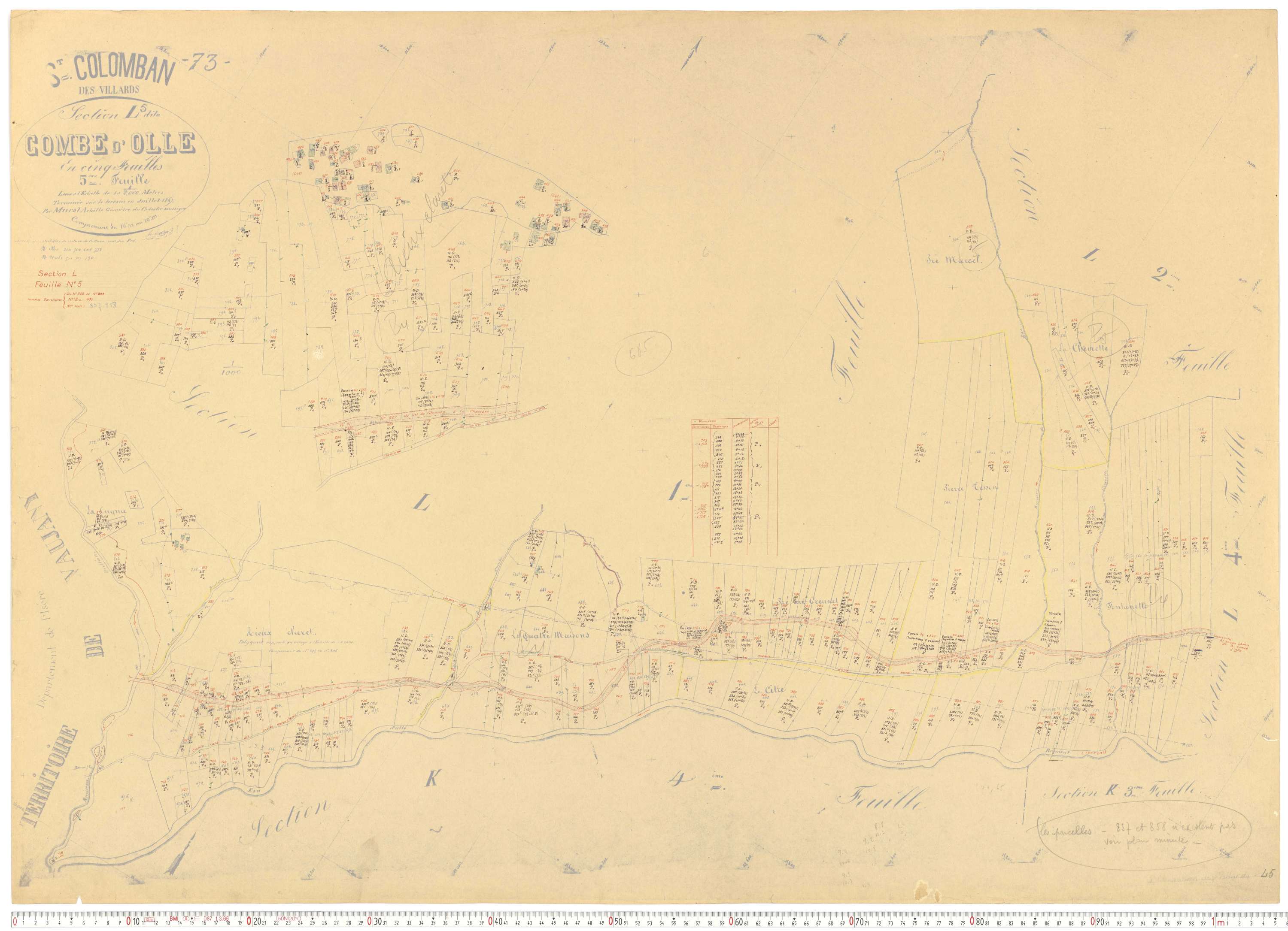 Saint-Colomban-des-Villards - Plans cadastraux du cadastre rénové.