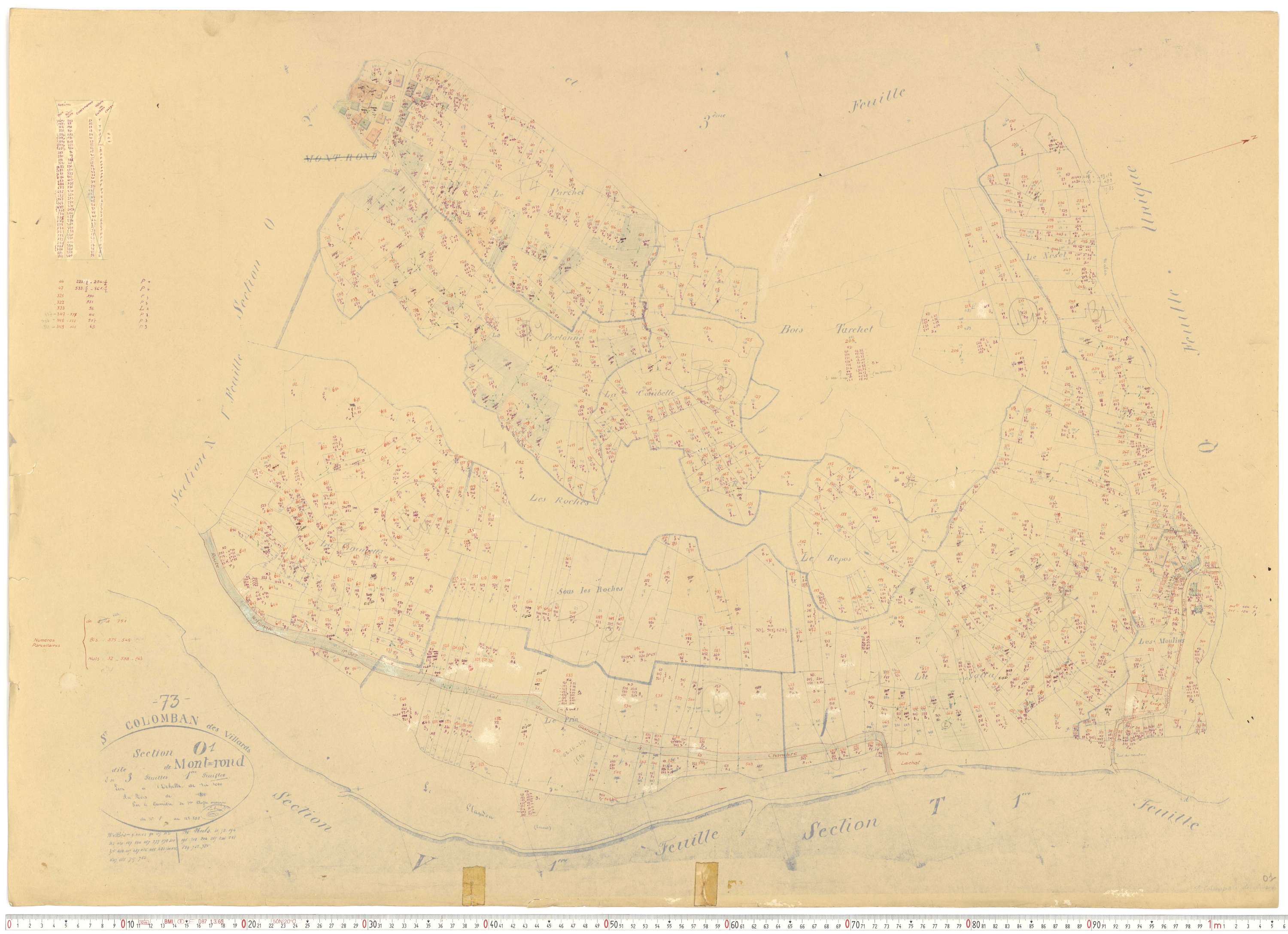 Saint-Colomban-des-Villards - Plans cadastraux du cadastre rénové.
