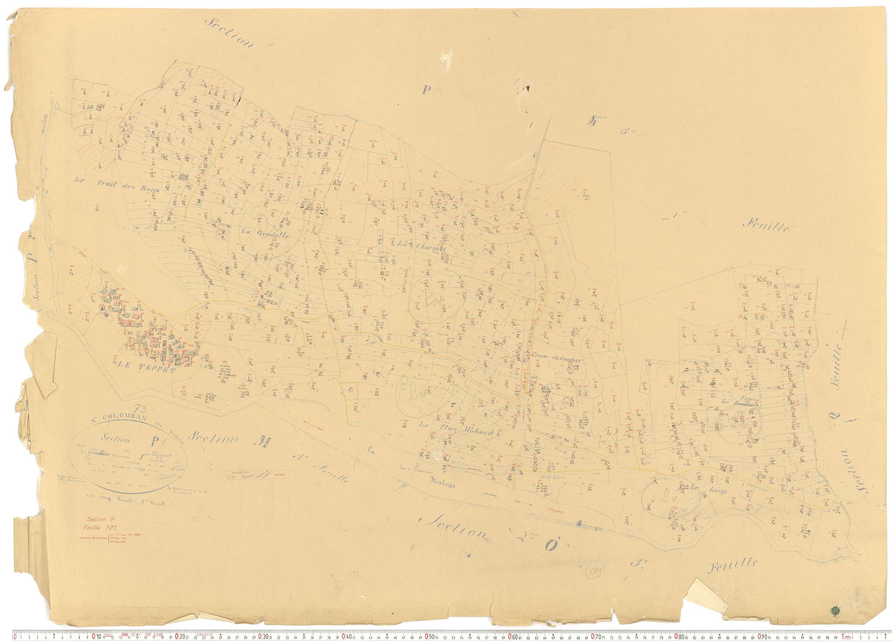 Saint-Colomban-des-Villards - Plans cadastraux du cadastre rénové.