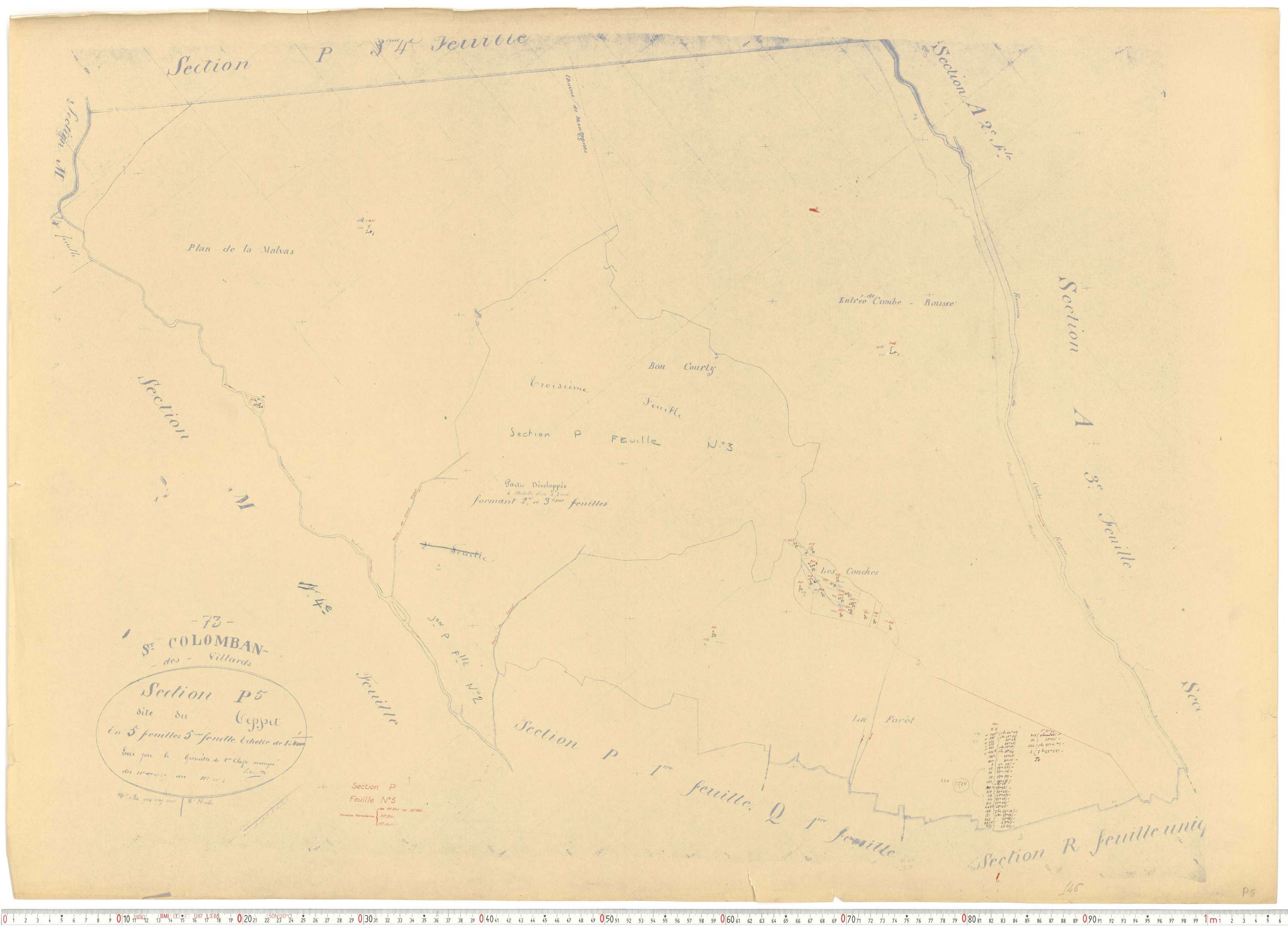 Saint-Colomban-des-Villards - Plans cadastraux du cadastre rénové.