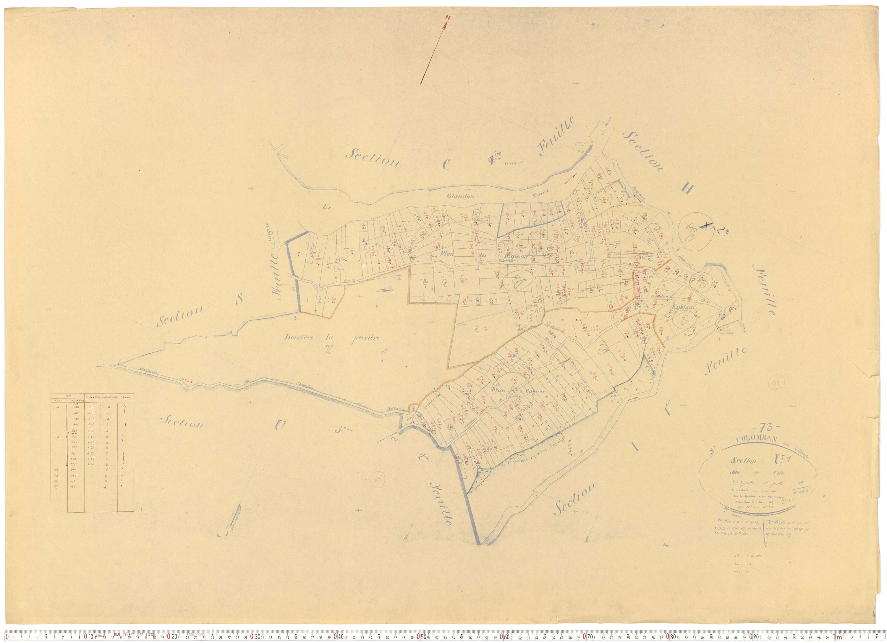 Saint-Colomban-des-Villards - Plans cadastraux du cadastre rénové.