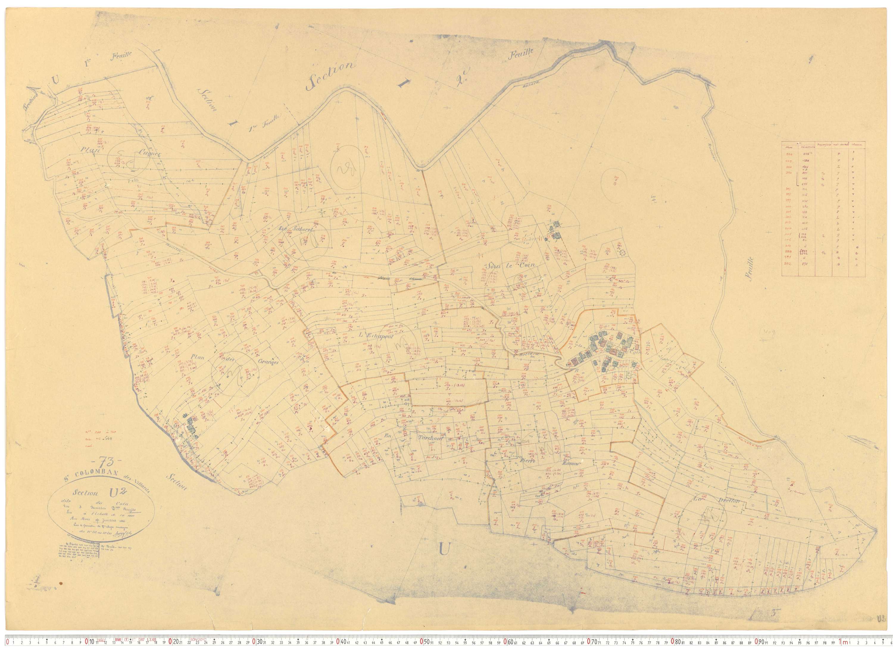 Saint-Colomban-des-Villards - Plans cadastraux du cadastre rénové.