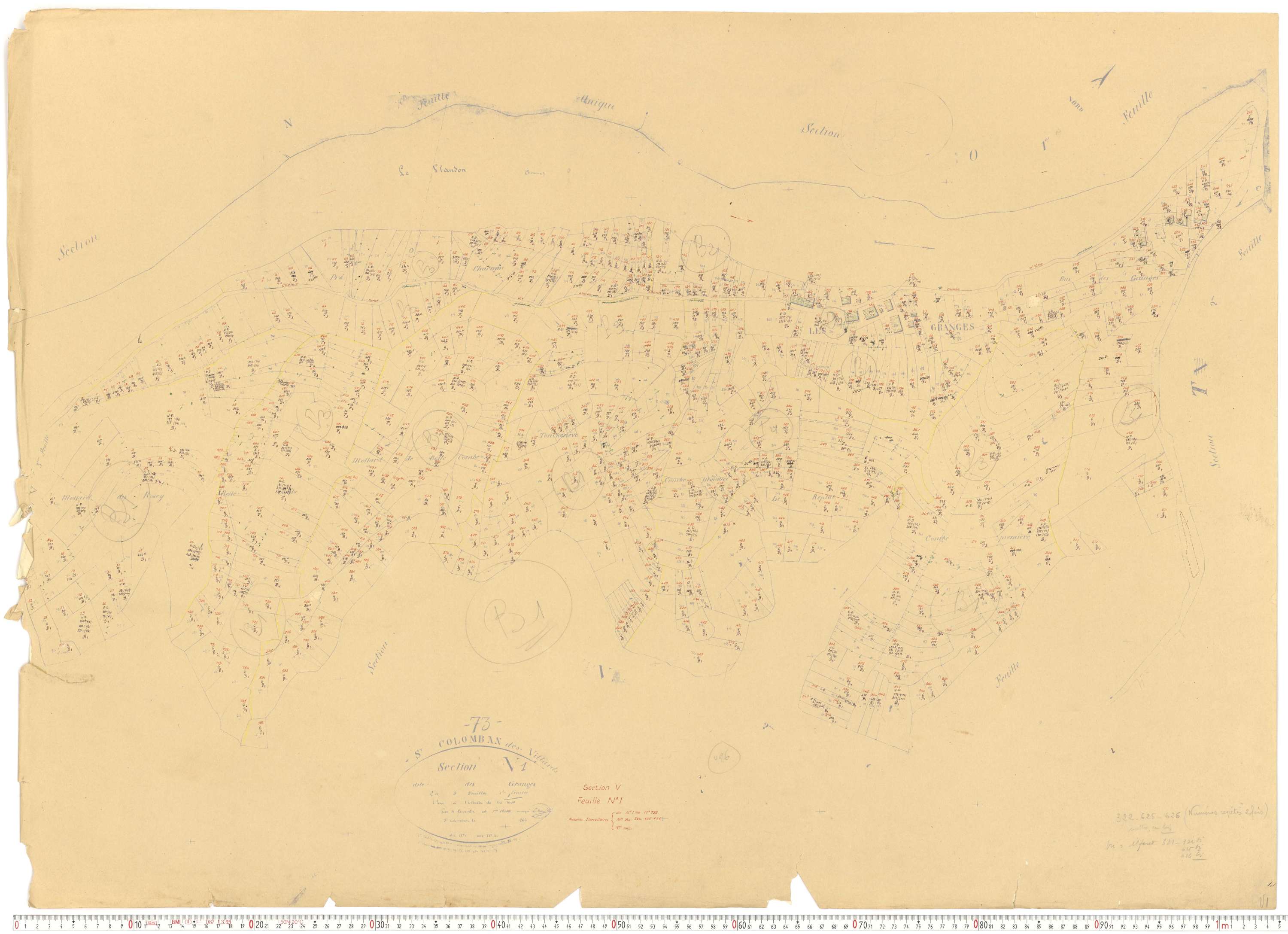 Saint-Colomban-des-Villards - Plans cadastraux du cadastre rénové.