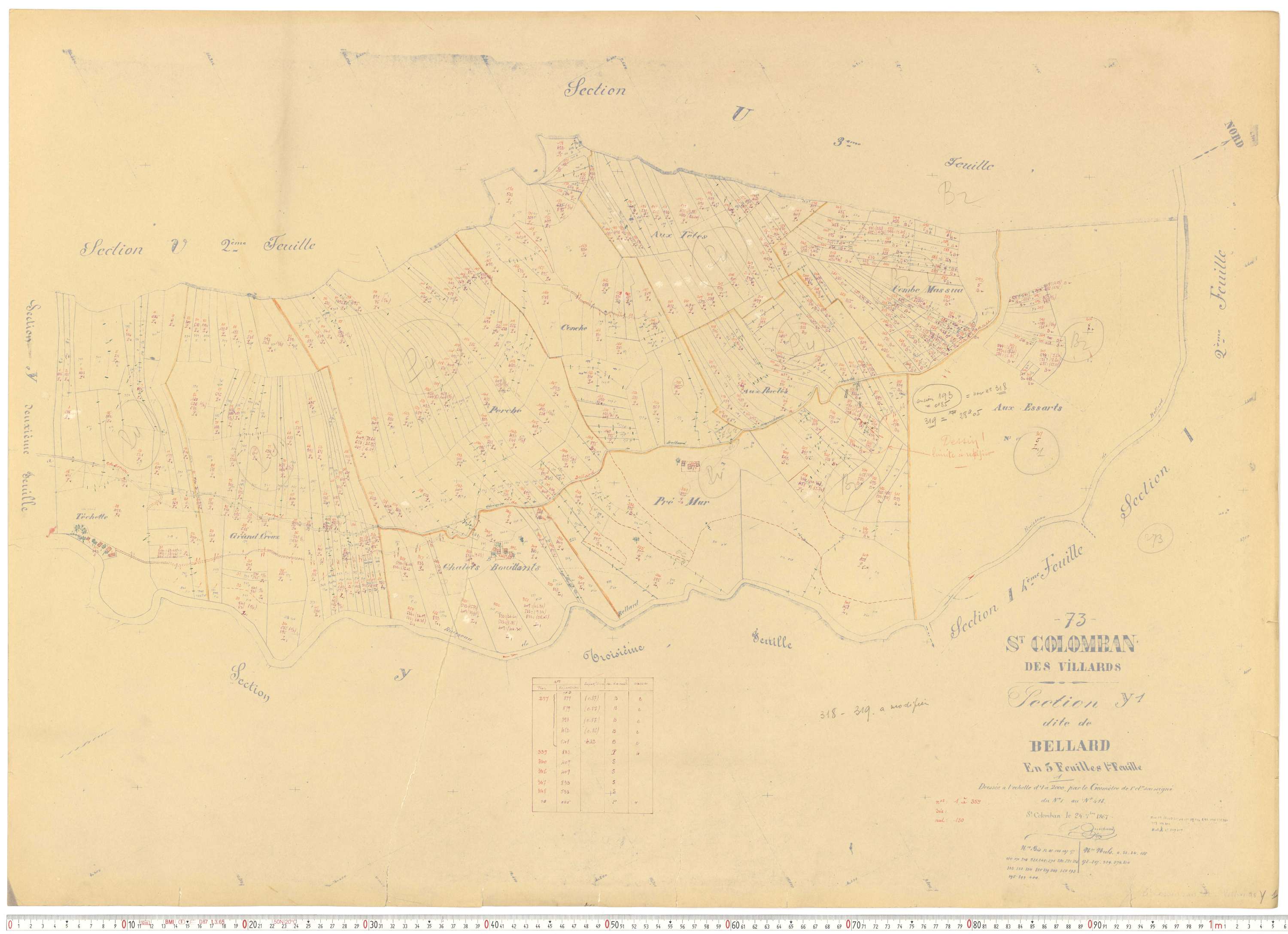 Saint-Colomban-des-Villards - Plans cadastraux du cadastre rénové.