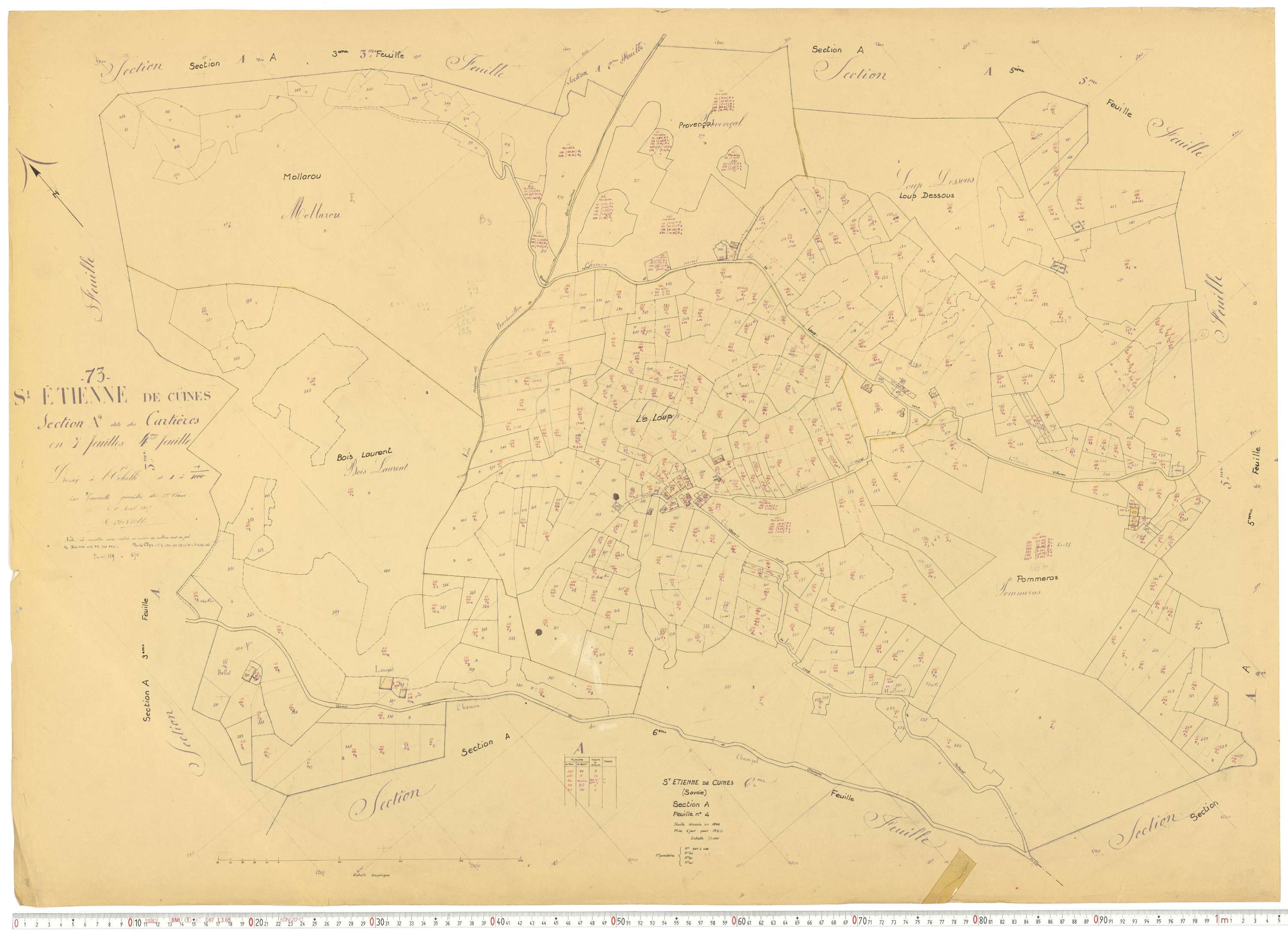 Saint-Étienne-de-Cuines - Plans cadastraux du cadastre rénové.
