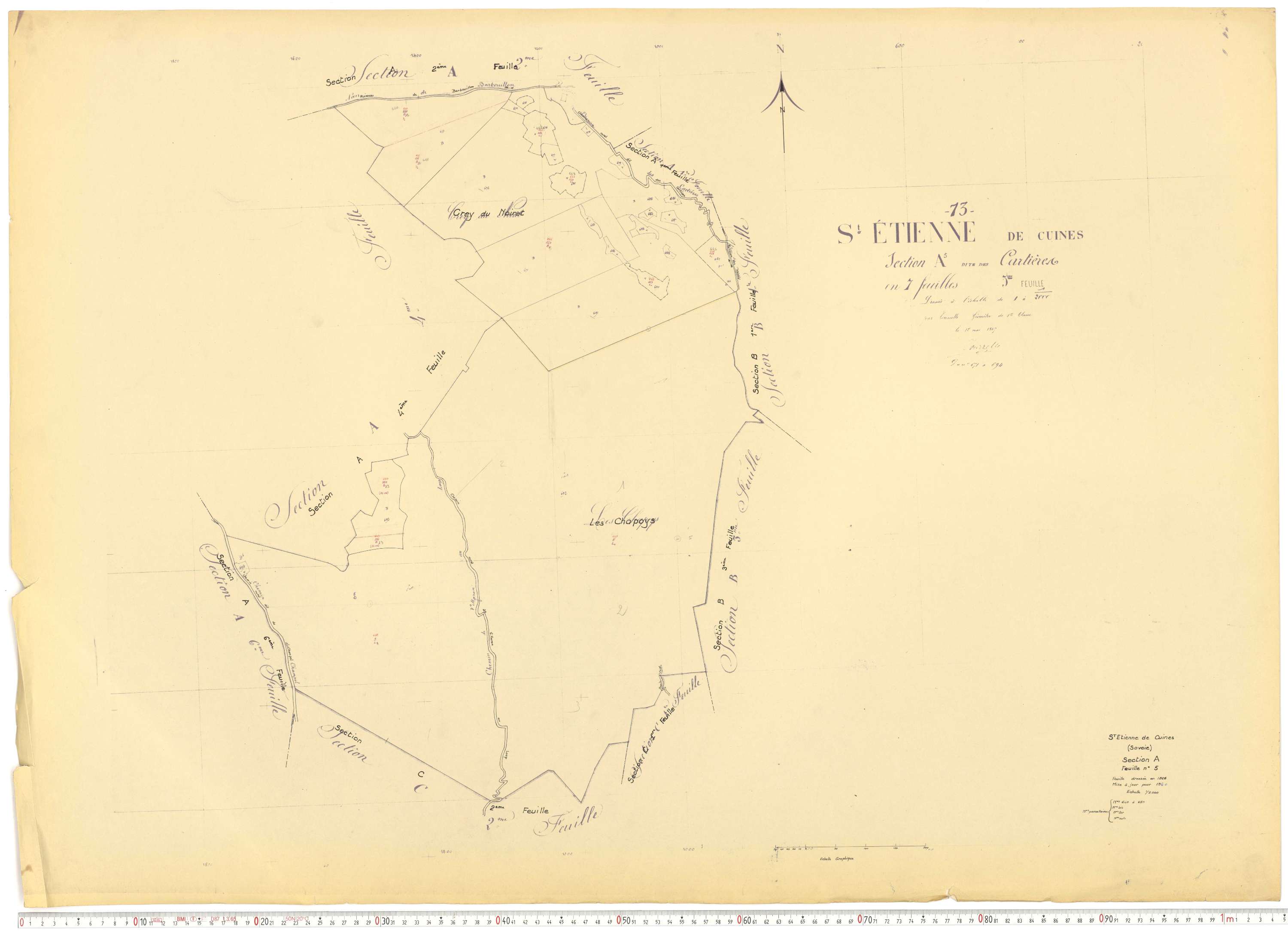 Saint-Étienne-de-Cuines - Plans cadastraux du cadastre rénové.