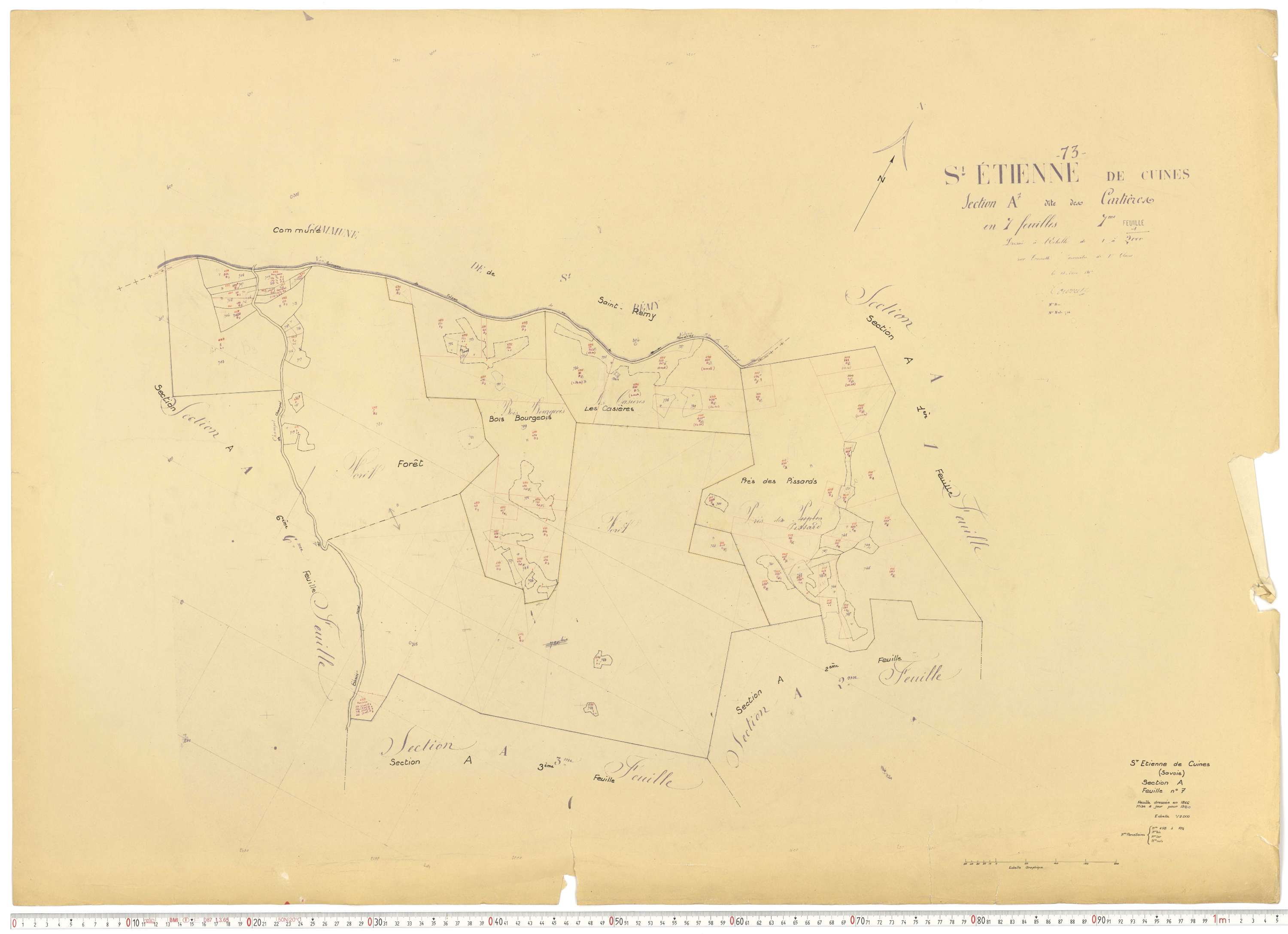 Saint-Étienne-de-Cuines - Plans cadastraux du cadastre rénové.