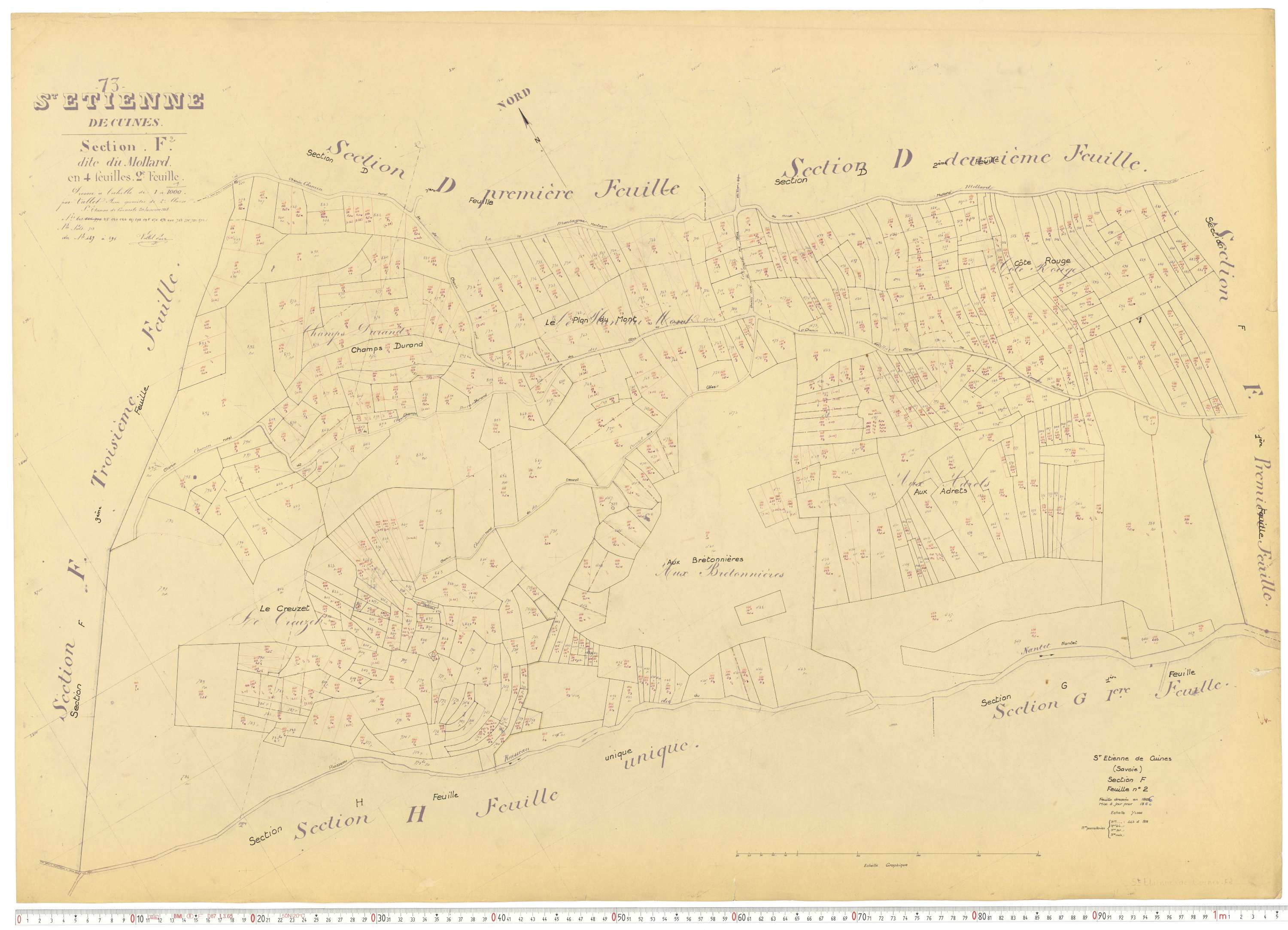 Saint-Étienne-de-Cuines - Plans cadastraux du cadastre rénové.