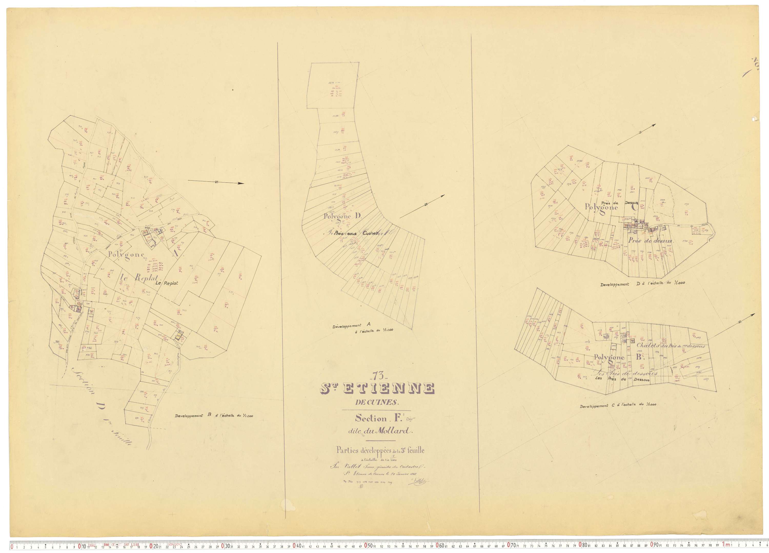 Saint-Étienne-de-Cuines - Plans cadastraux du cadastre rénové.