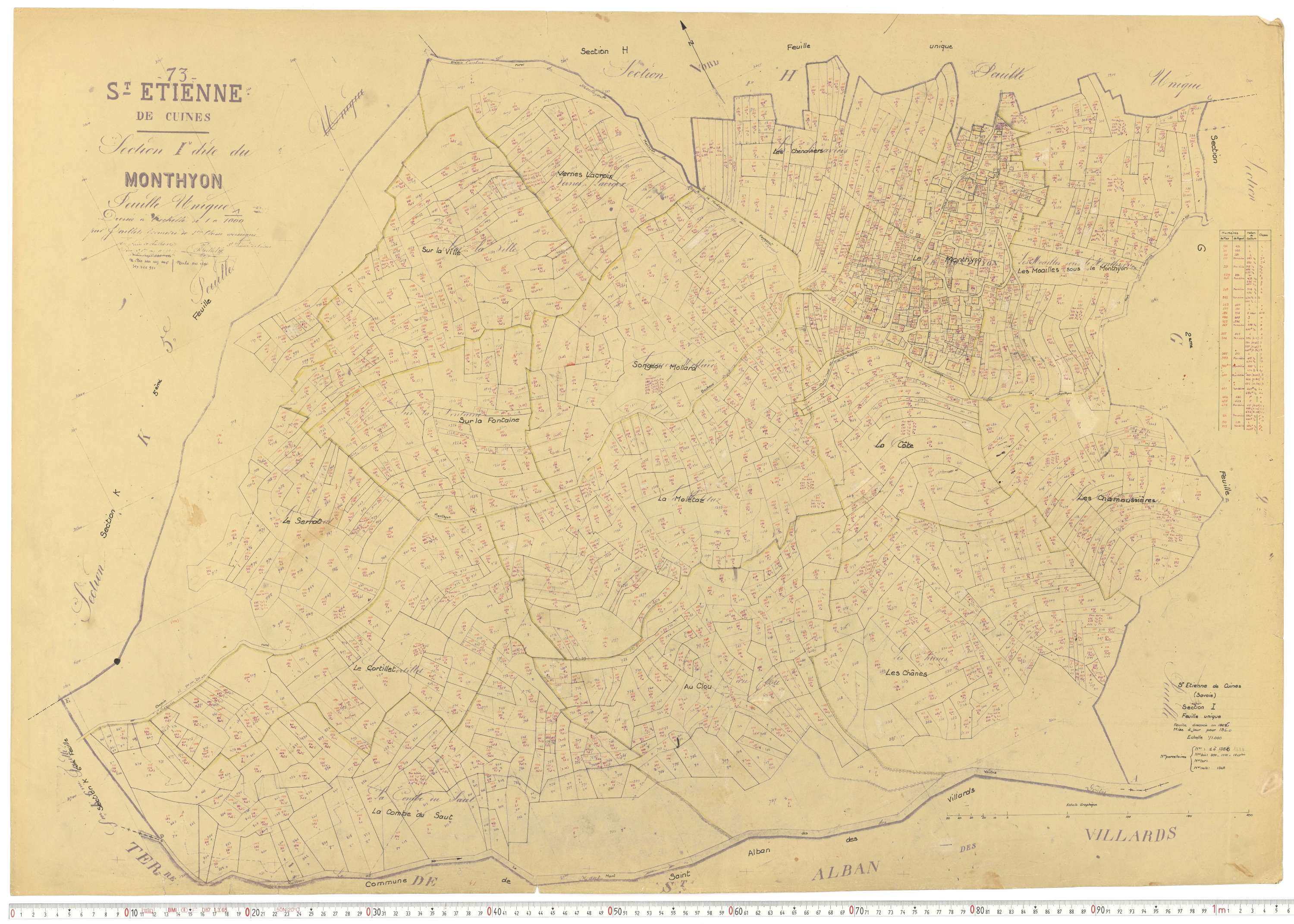 Saint-Étienne-de-Cuines - Plans cadastraux du cadastre rénové.