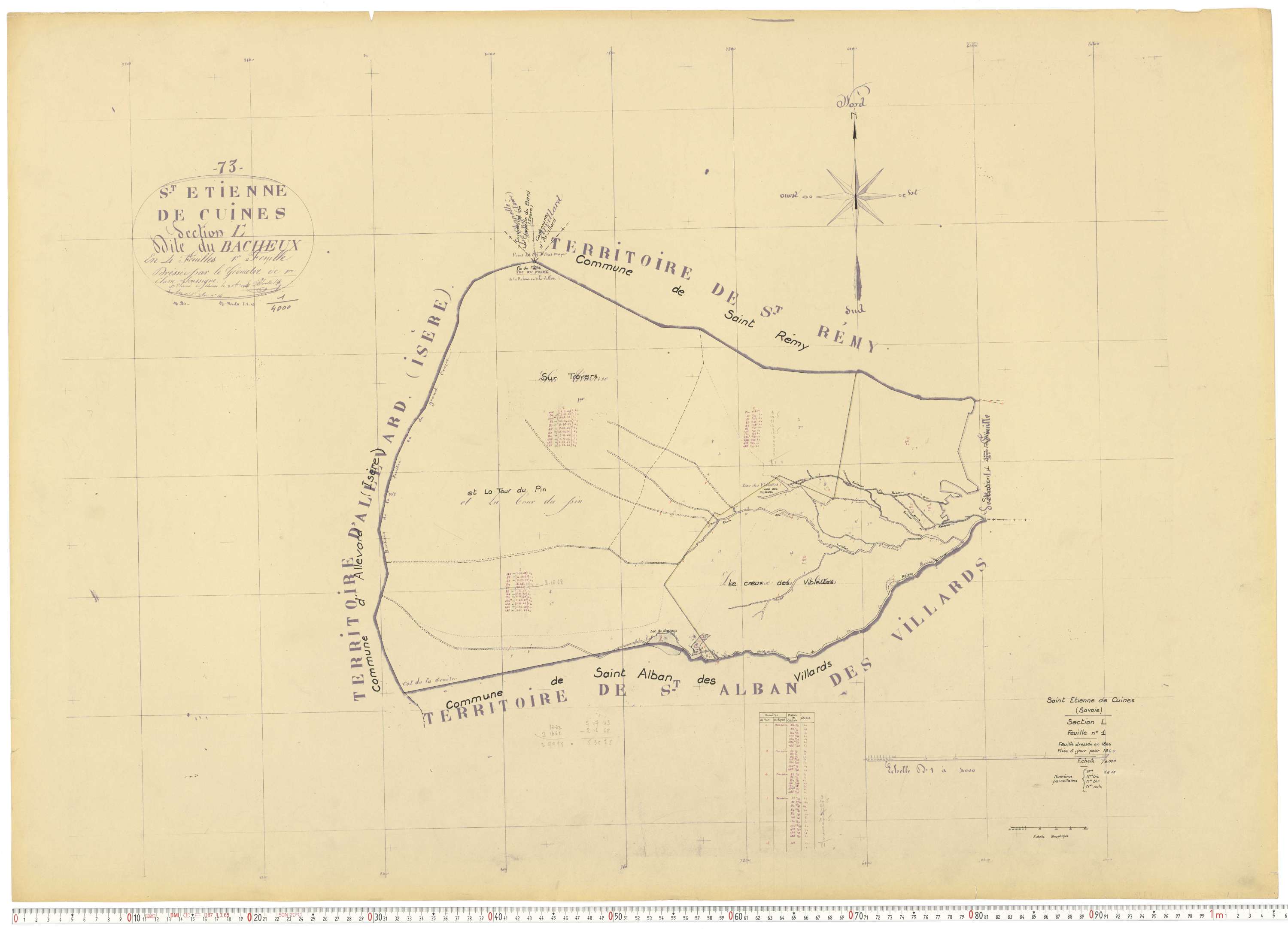 Saint-Étienne-de-Cuines - Plans cadastraux du cadastre rénové.