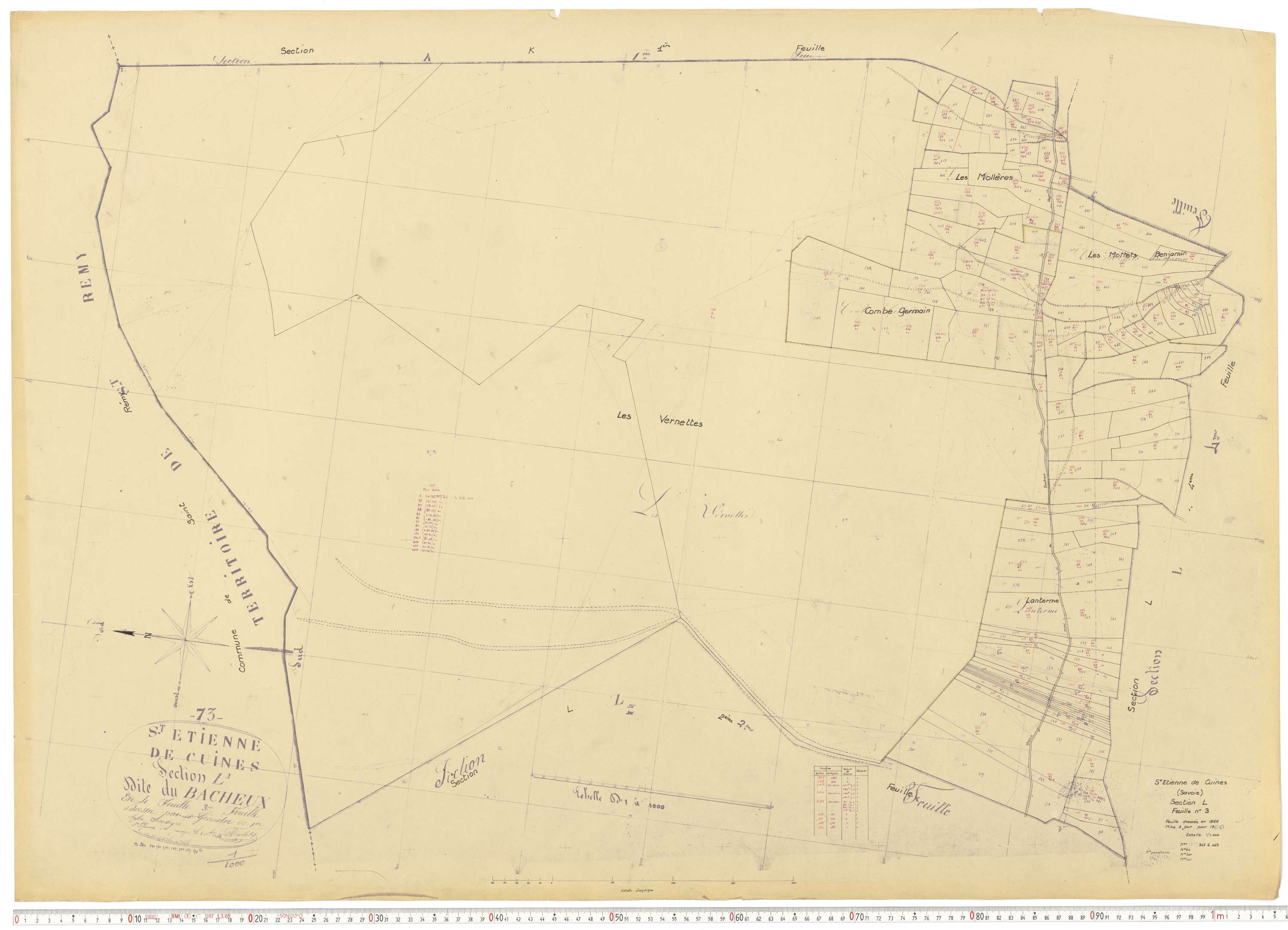 Saint-Étienne-de-Cuines - Plans cadastraux du cadastre rénové.
