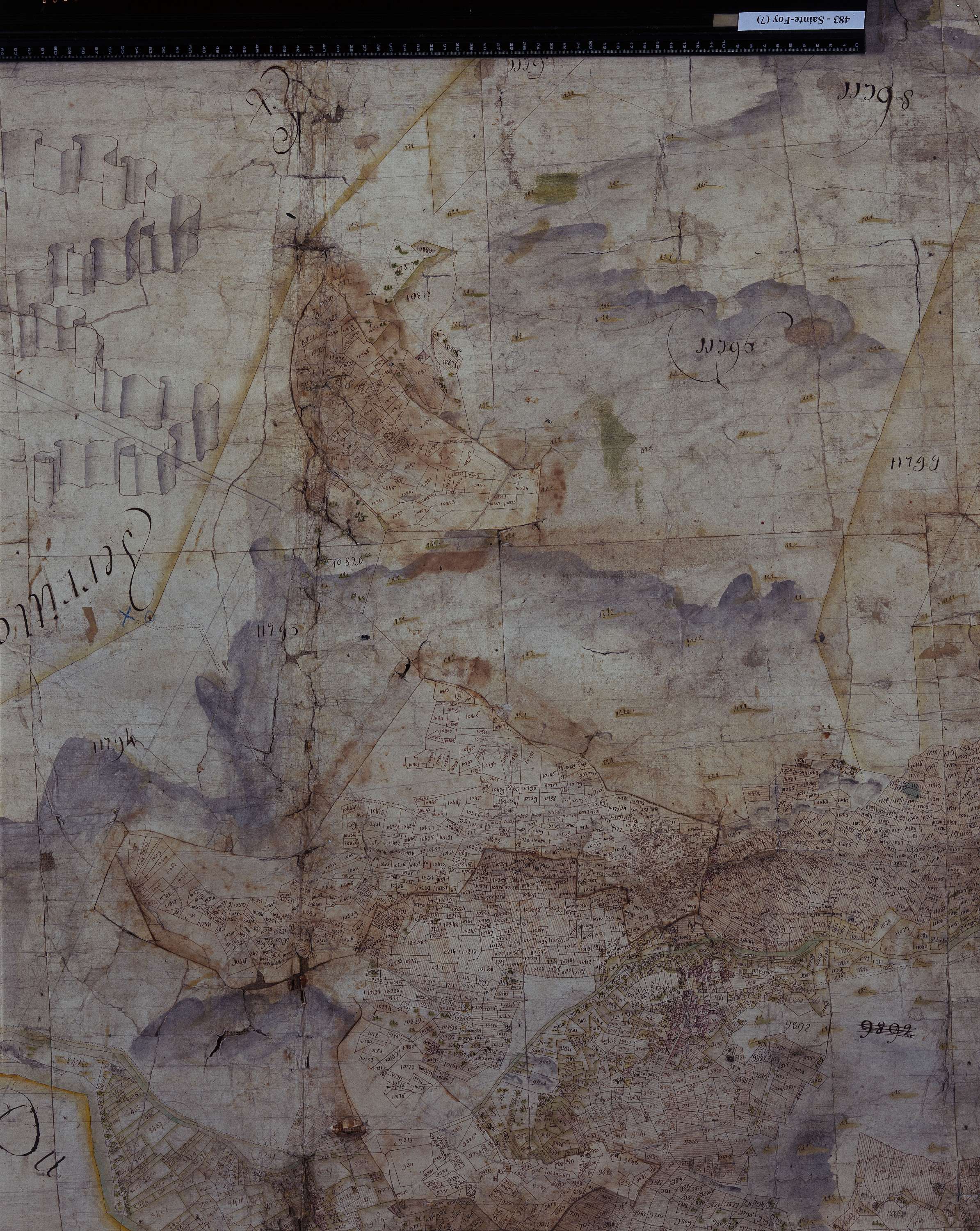 Sainte-Foy-Tarentaise - Copie de la mappe originale (plan cadastral) de la commune de Sainte-Foy. Signée Cocelli, directeur de la péréquation.