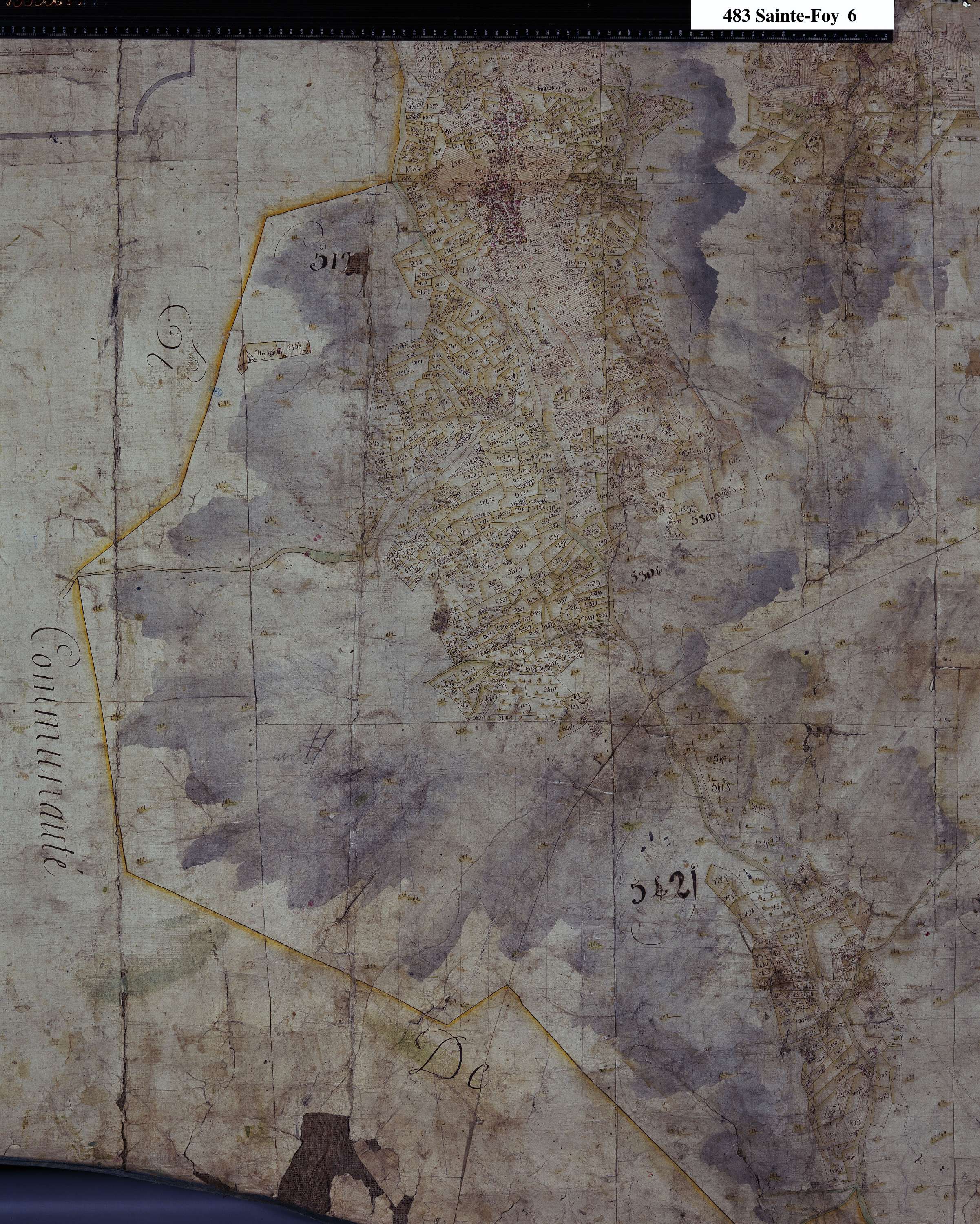 Sainte-Foy-Tarentaise - Copie de la mappe originale (plan cadastral) de la commune de Sainte-Foy. Signée Cocelli, directeur de la péréquation.