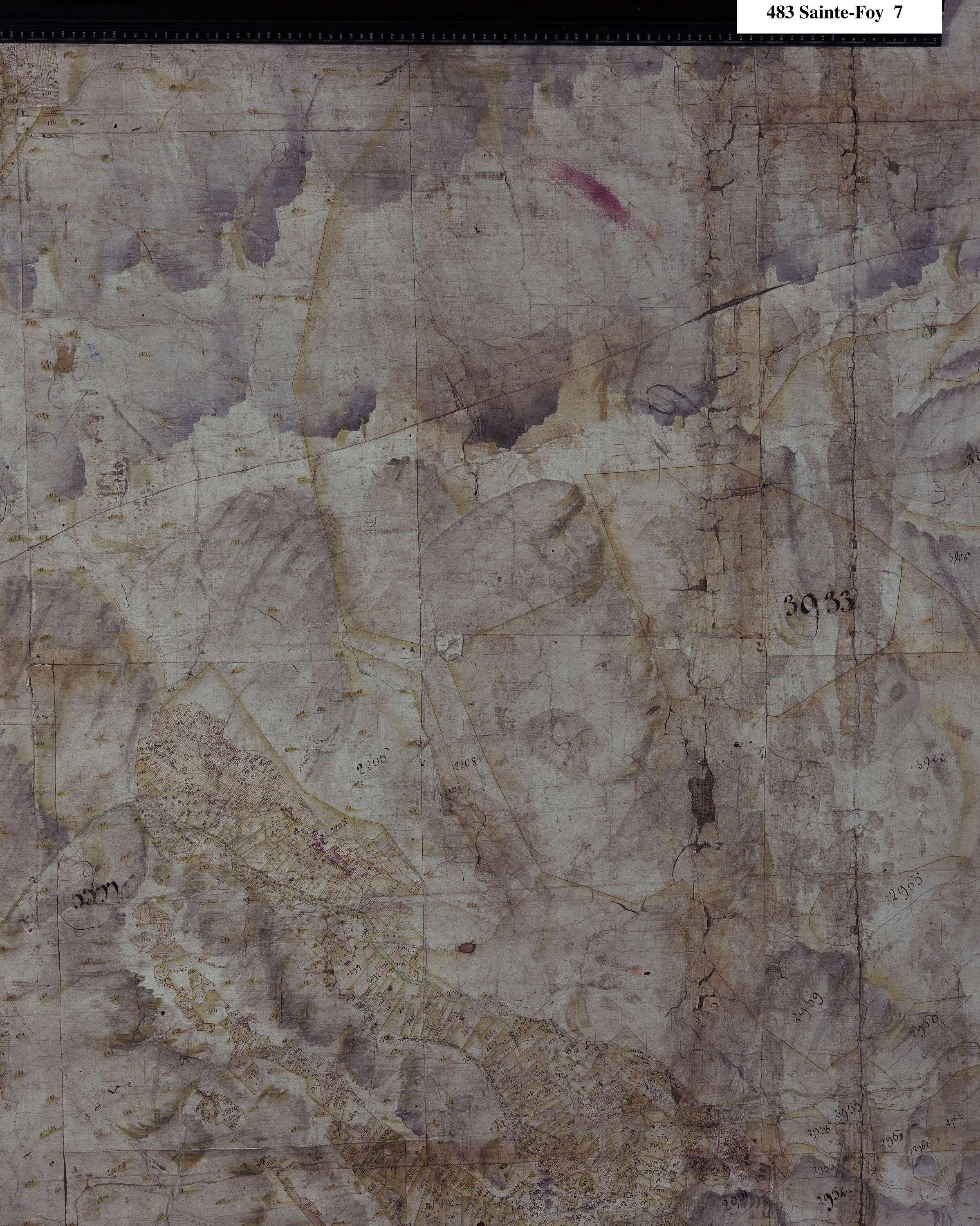 Sainte-Foy-Tarentaise - Copie de la mappe originale (plan cadastral) de la commune de Sainte-Foy. Signée Cocelli, directeur de la péréquation.