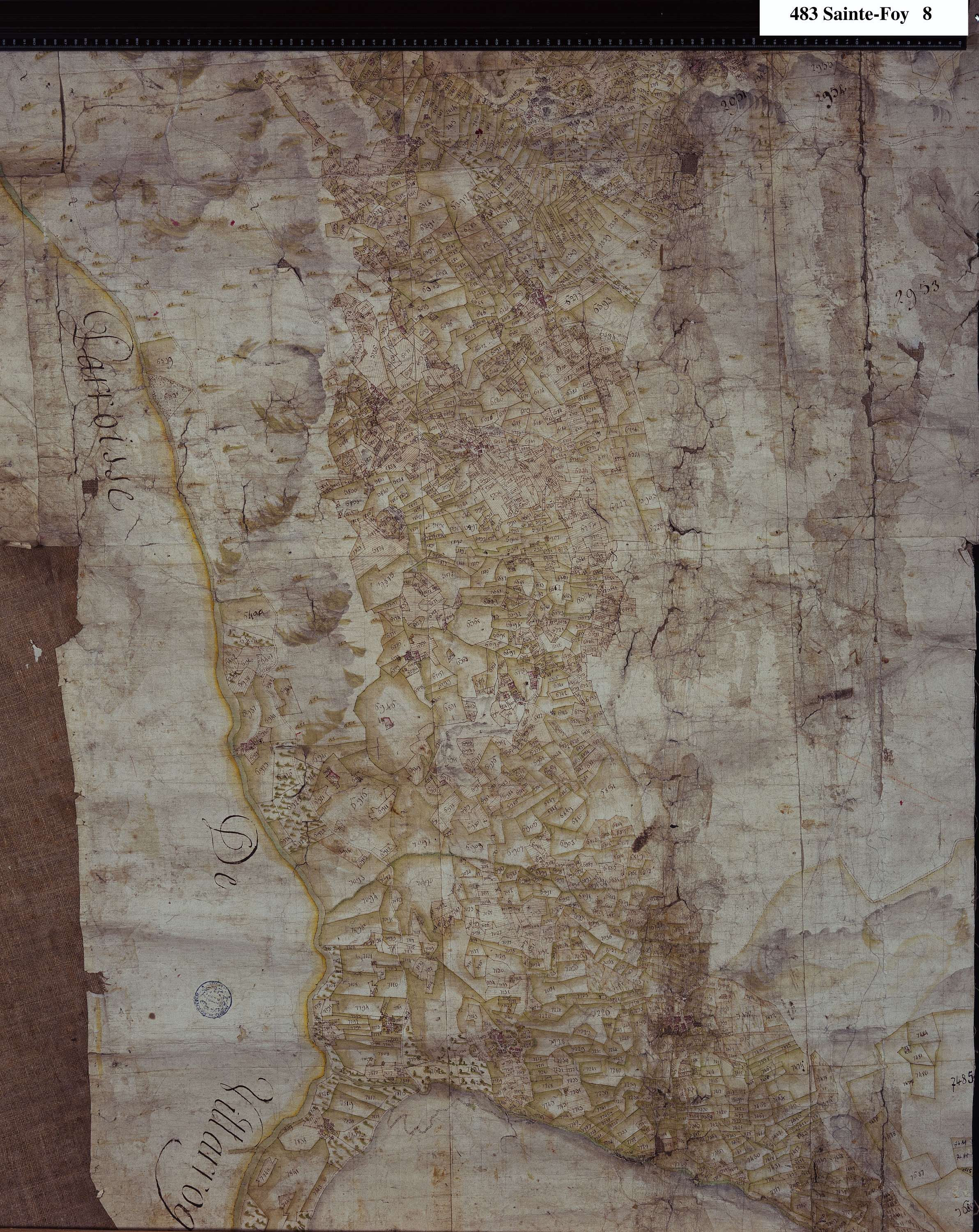 Sainte-Foy-Tarentaise - Copie de la mappe originale (plan cadastral) de la commune de Sainte-Foy. Signée Cocelli, directeur de la péréquation.