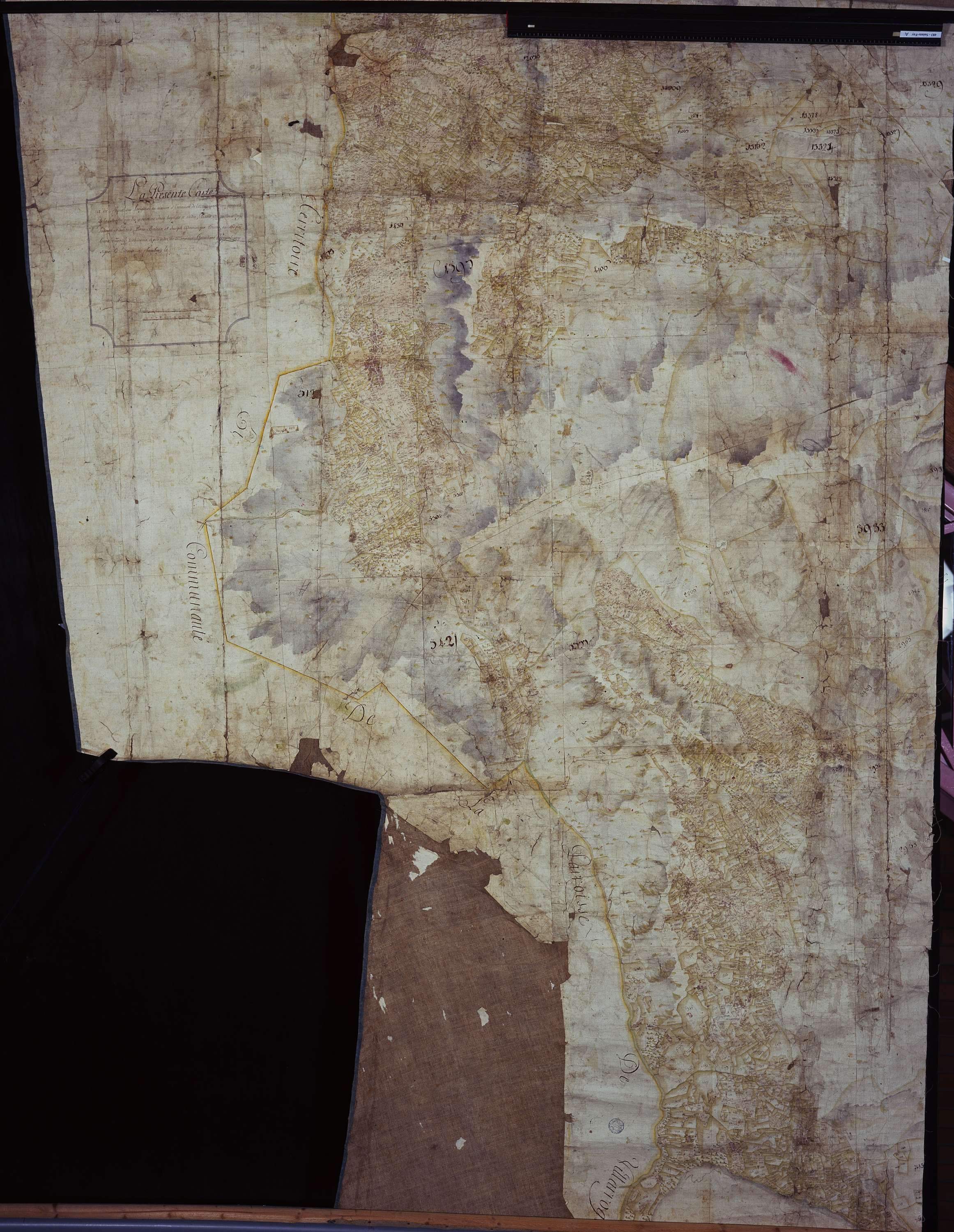 Sainte-Foy-Tarentaise - Copie de la mappe originale (plan cadastral) de la commune de Sainte-Foy. Signée Cocelli, directeur de la péréquation.