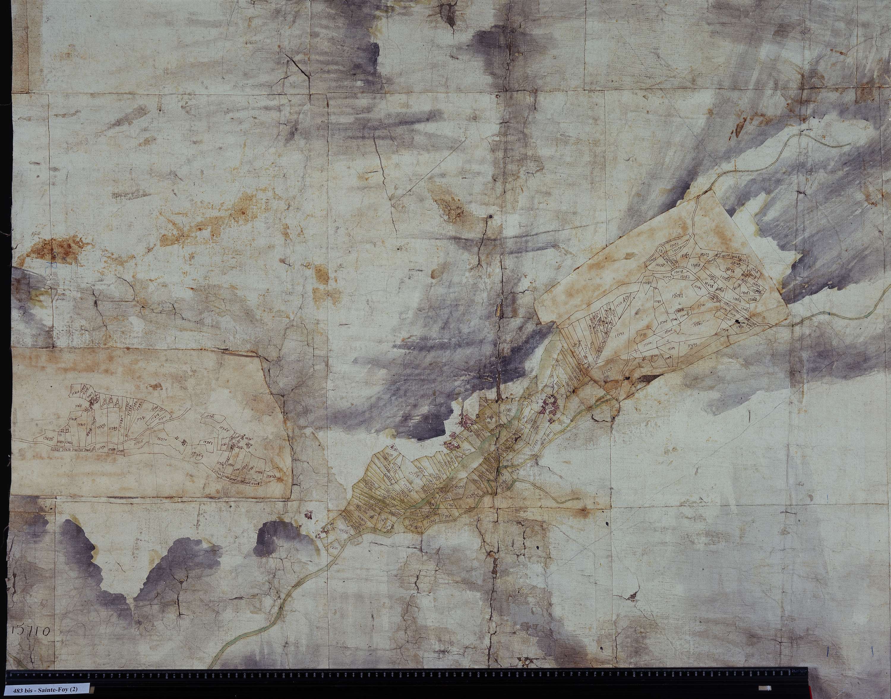Sainte-Foy-Tarentaise - Copie de la mappe originale (plan cadastral) de la commune de Sainte-Foy. Signée Cocelli, directeur de la péréquation.