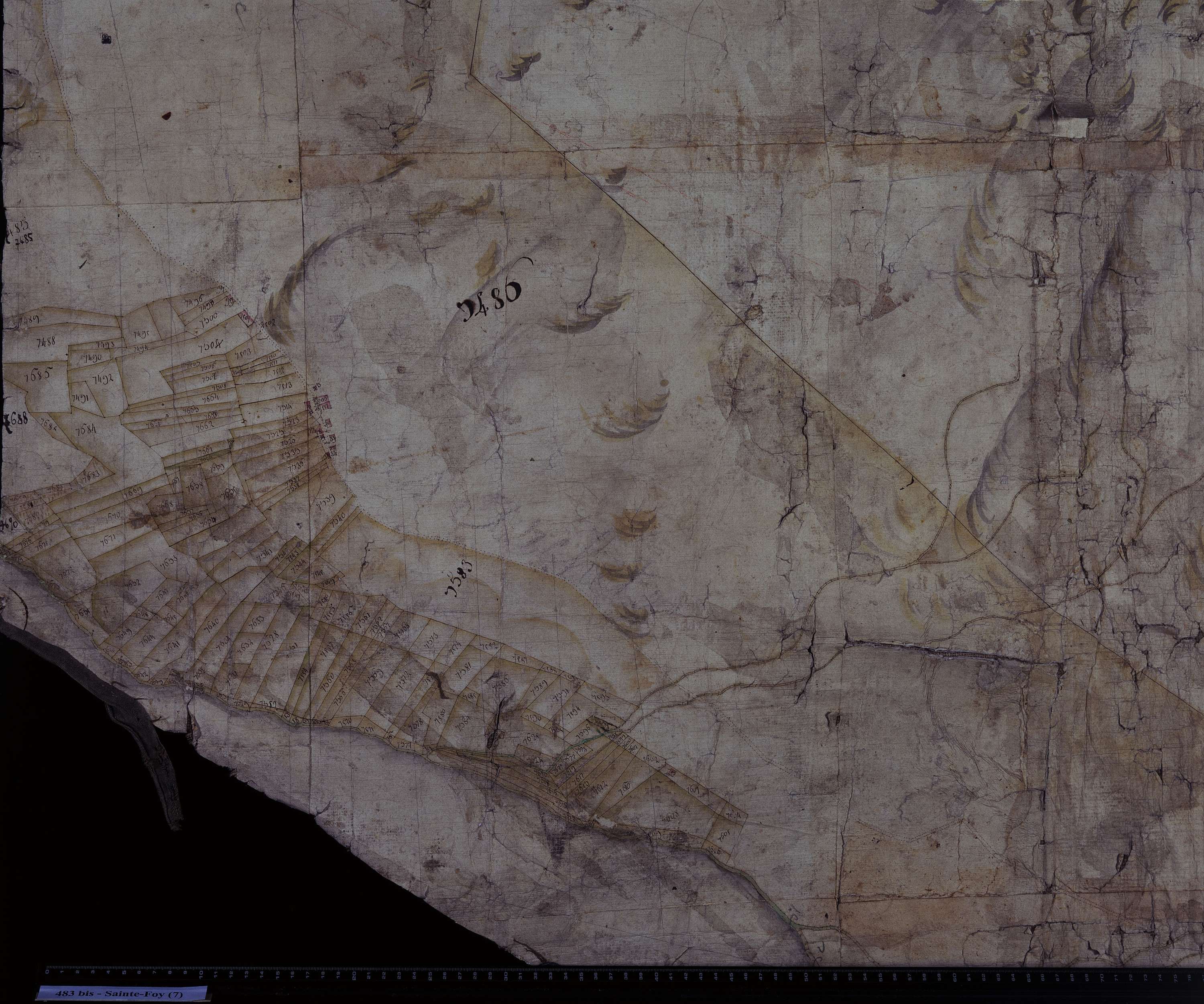 Sainte-Foy-Tarentaise - Copie de la mappe originale (plan cadastral) de la commune de Sainte-Foy. Signée Cocelli, directeur de la péréquation.