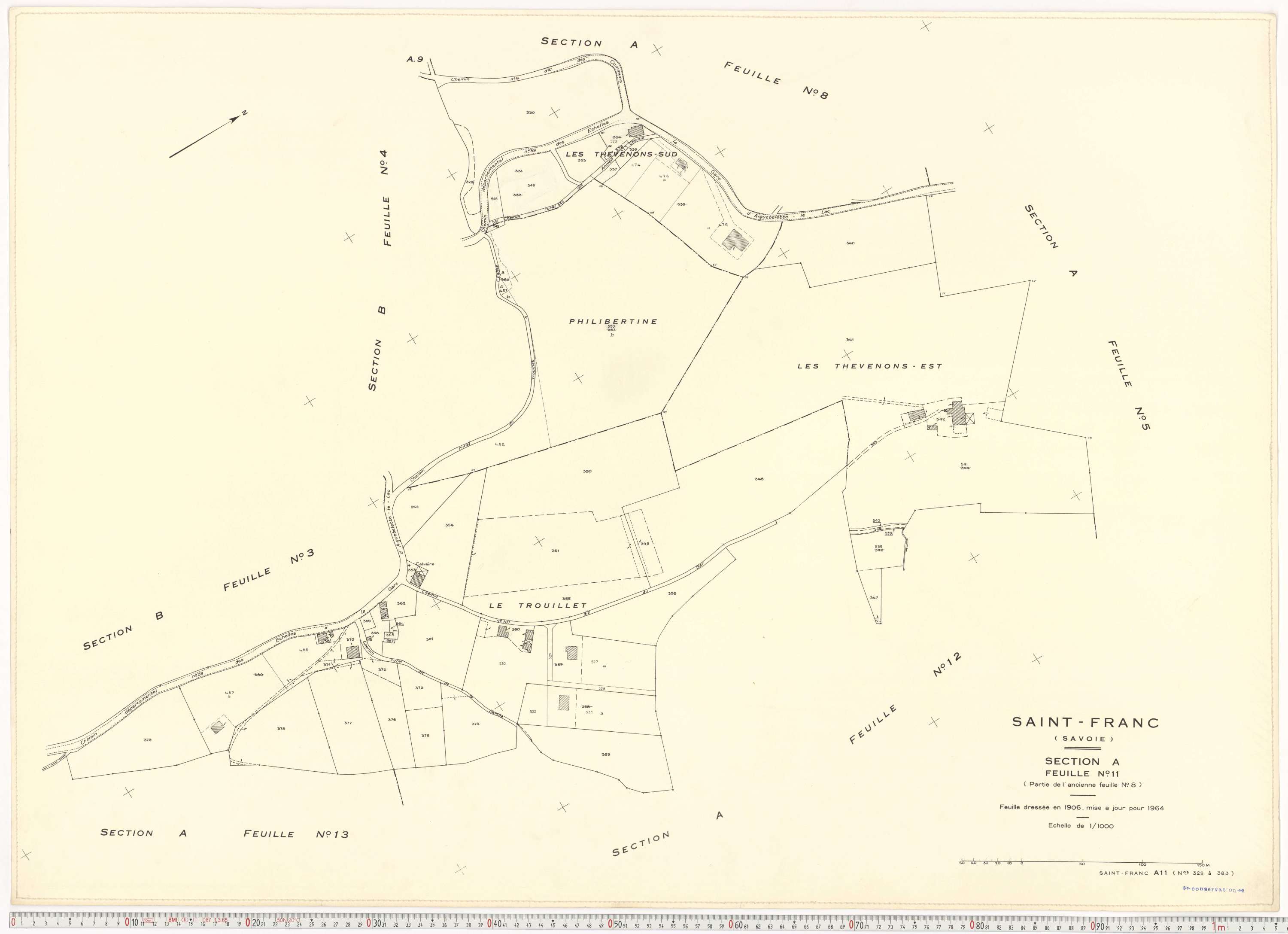 Saint-Franc - Plans cadastraux du cadastre rénové en 1964 et mis à jour en 1988.