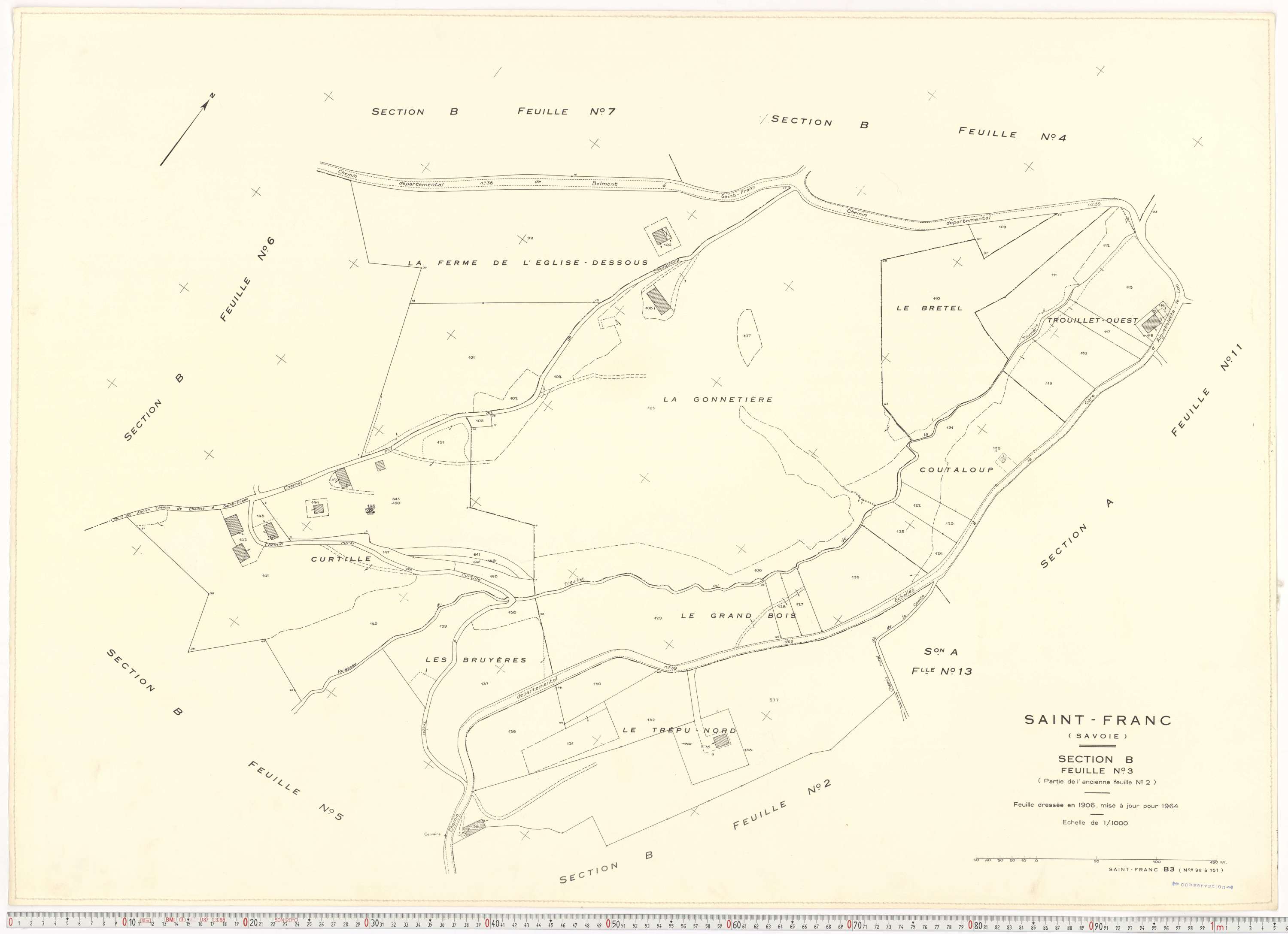 Saint-Franc - Plans cadastraux du cadastre rénové en 1964 et mis à jour en 1988.
