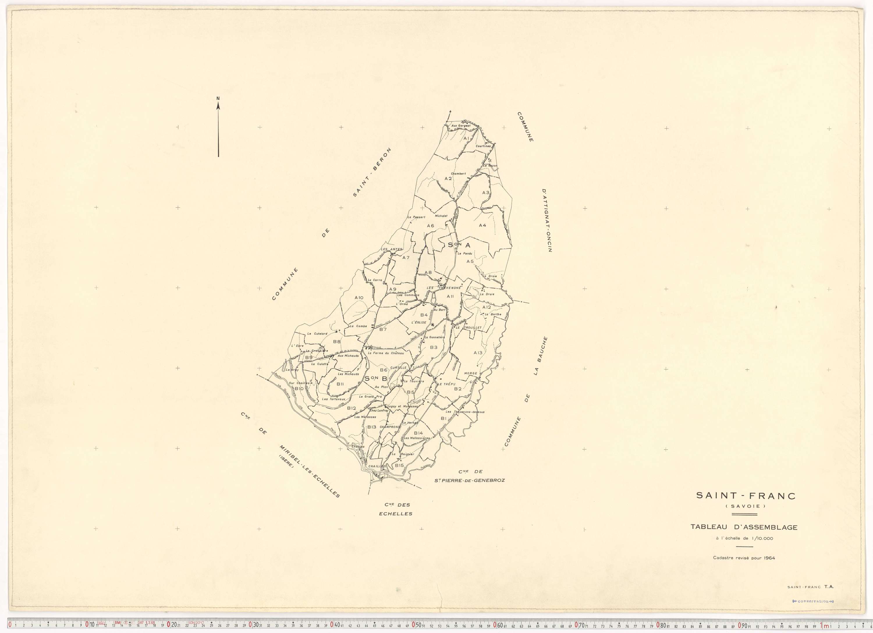 Saint-Franc - Plans cadastraux du cadastre rénové en 1964 et mis à jour en 1988.