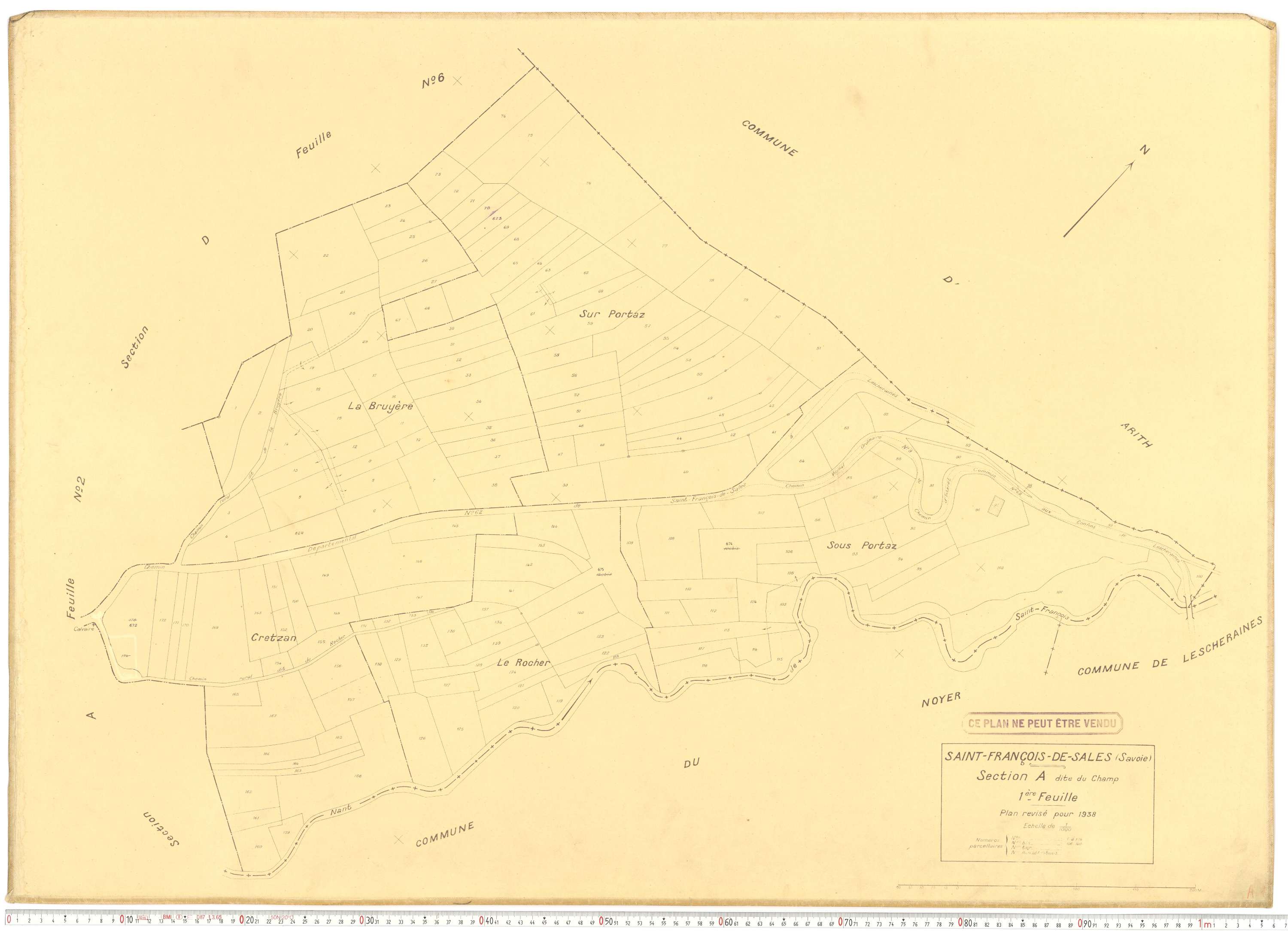 Saint-François-de-Sales - Plans cadastraux du cadastre rénové en 1938 et mis à jour en 1988.