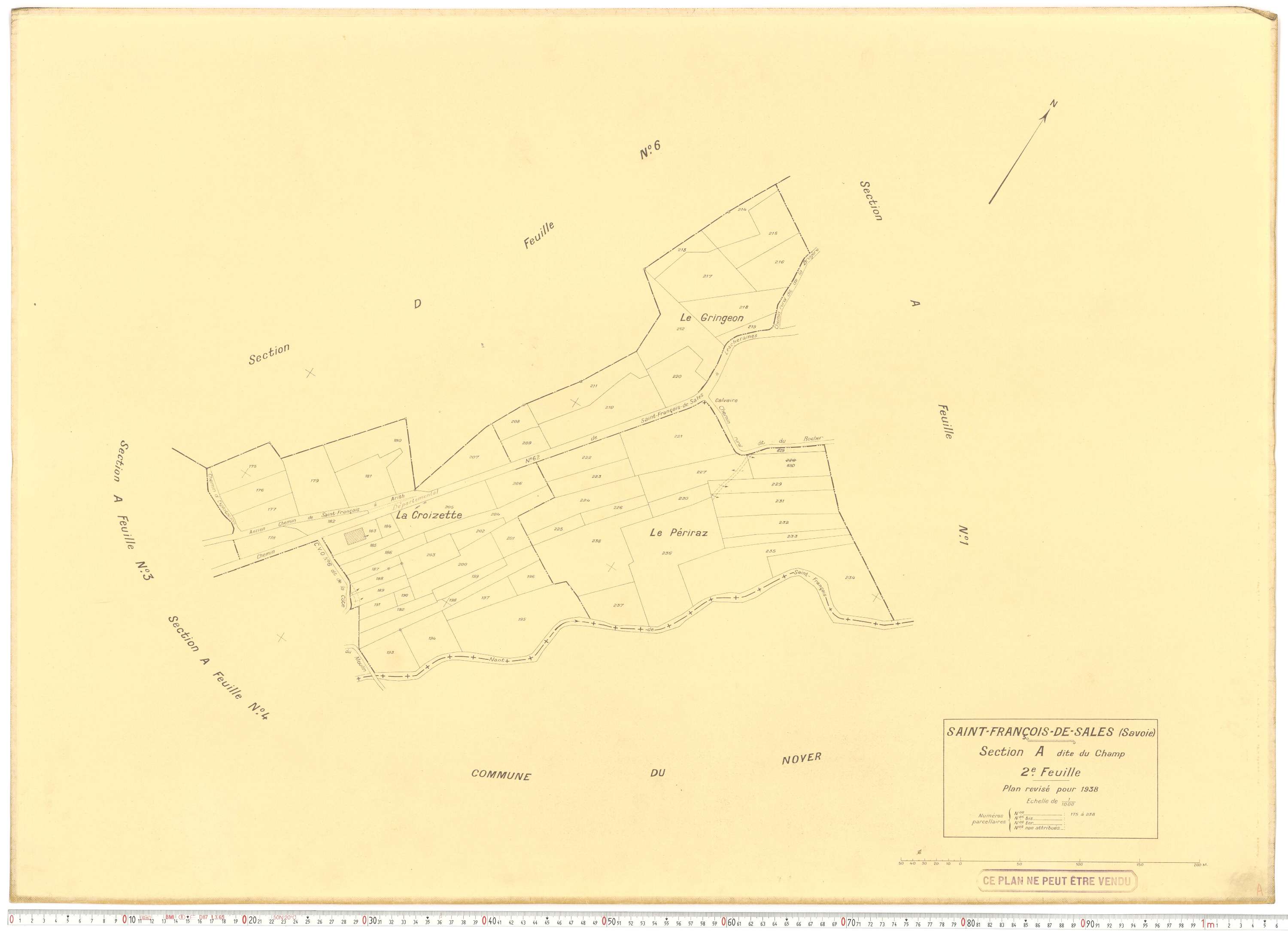 Saint-François-de-Sales - Plans cadastraux du cadastre rénové en 1938 et mis à jour en 1988.