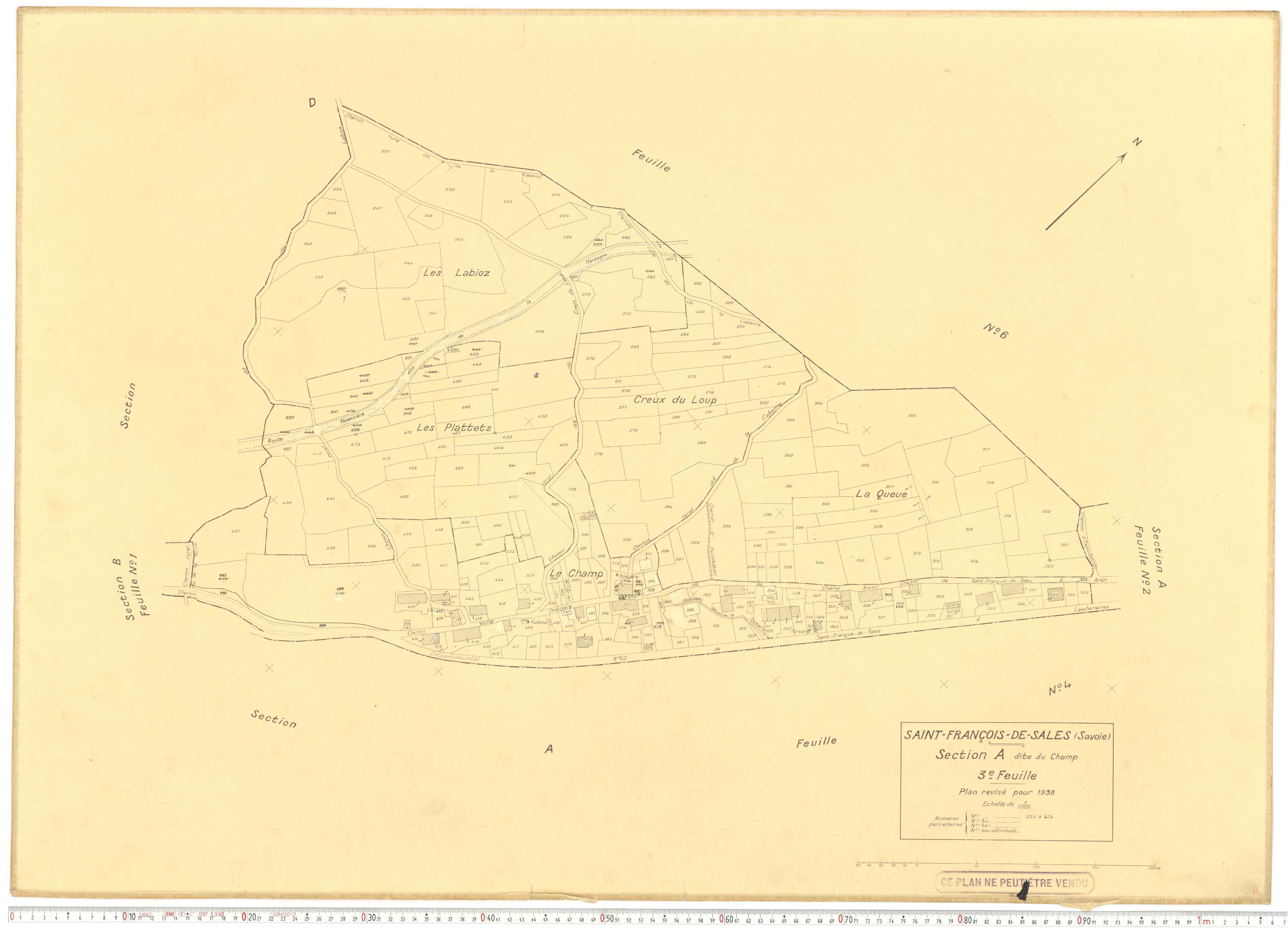 Saint-François-de-Sales - Plans cadastraux du cadastre rénové en 1938 et mis à jour en 1988.