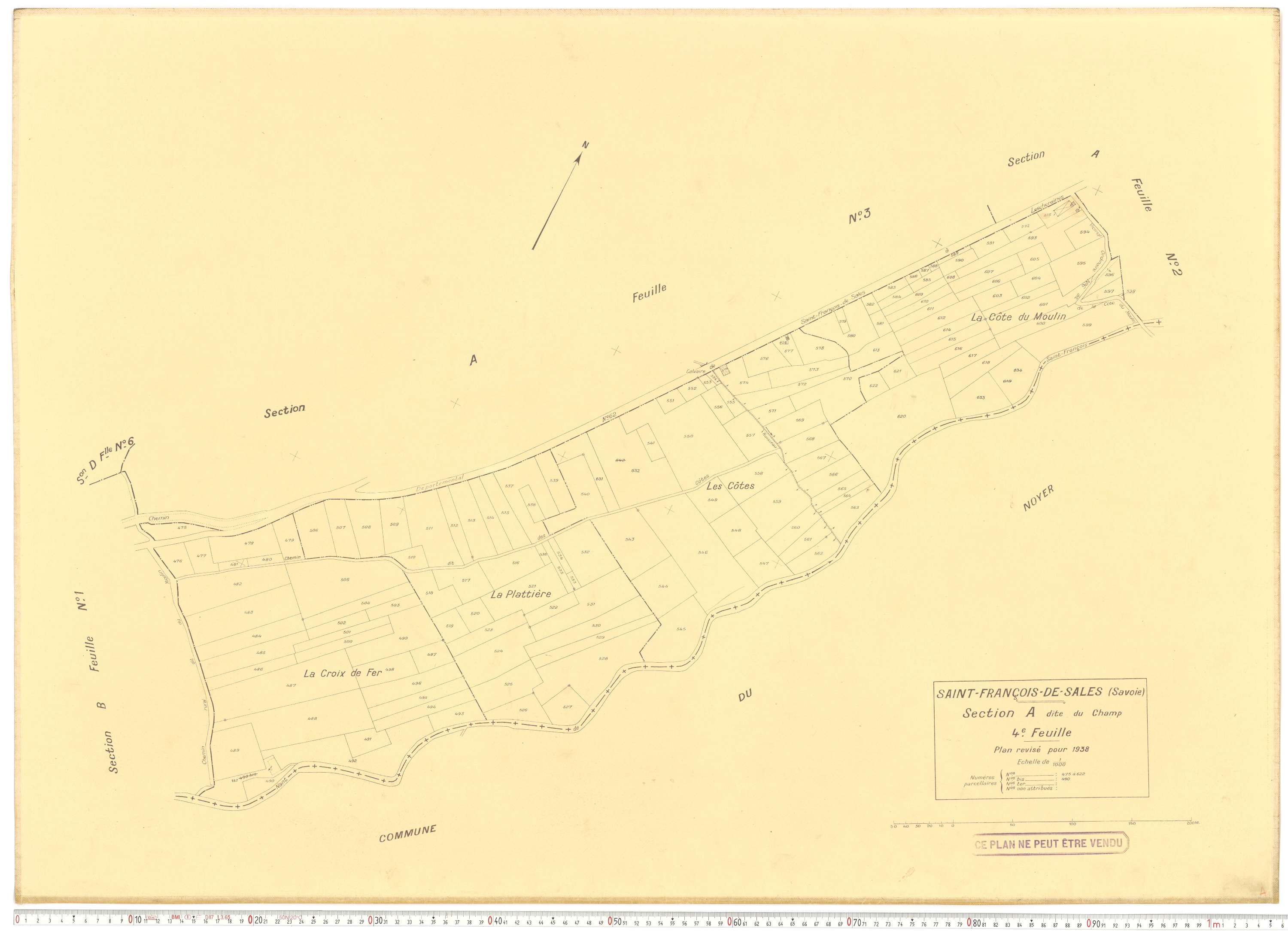 Saint-François-de-Sales - Plans cadastraux du cadastre rénové en 1938 et mis à jour en 1988.
