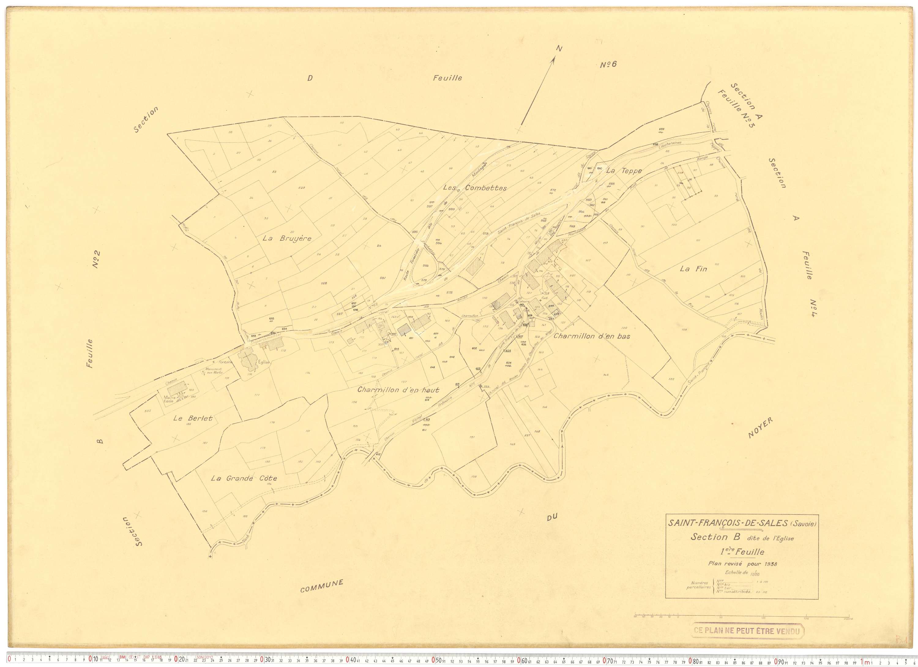 Saint-François-de-Sales - Plans cadastraux du cadastre rénové en 1938 et mis à jour en 1988.