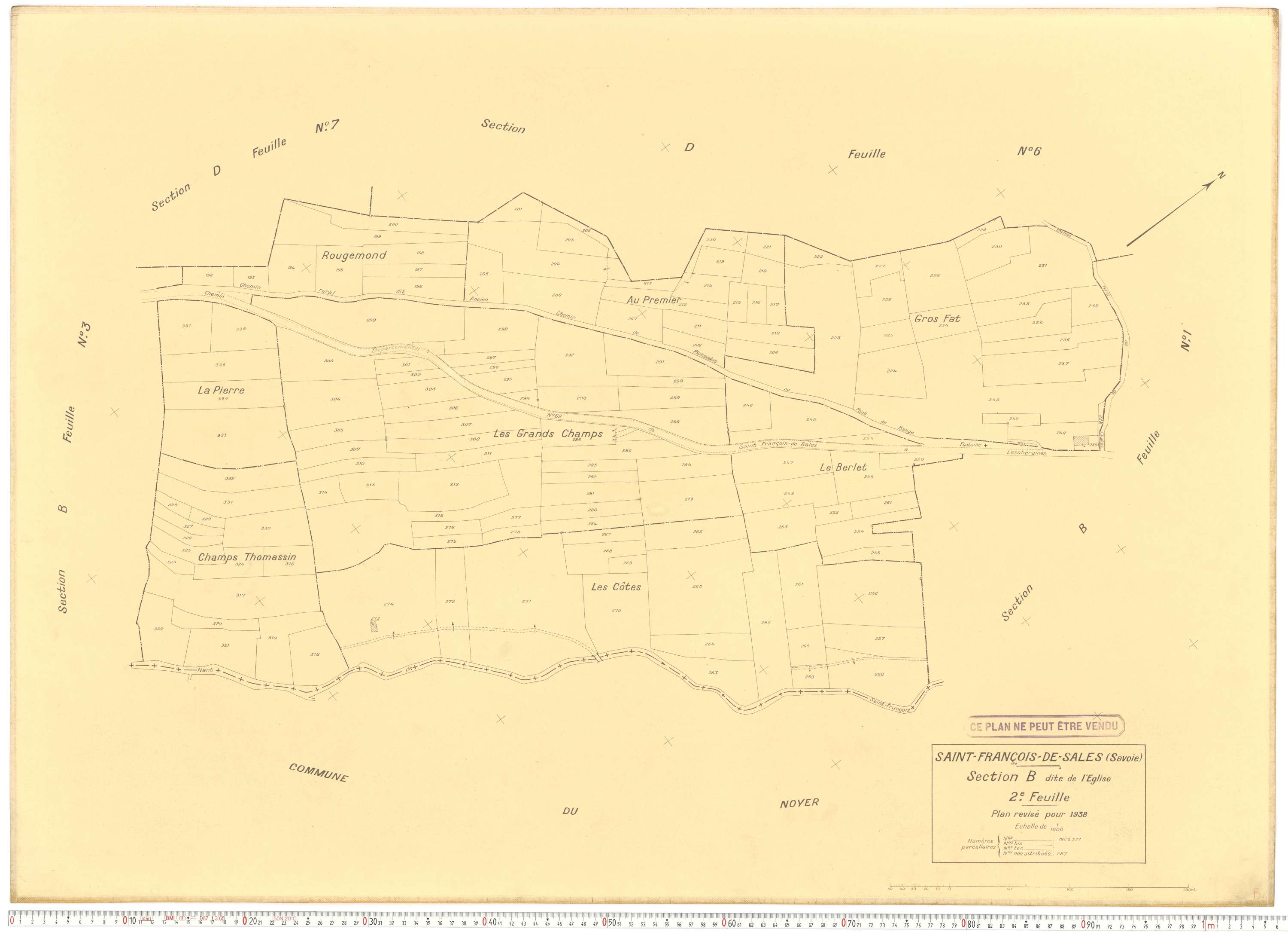 Saint-François-de-Sales - Plans cadastraux du cadastre rénové en 1938 et mis à jour en 1988.