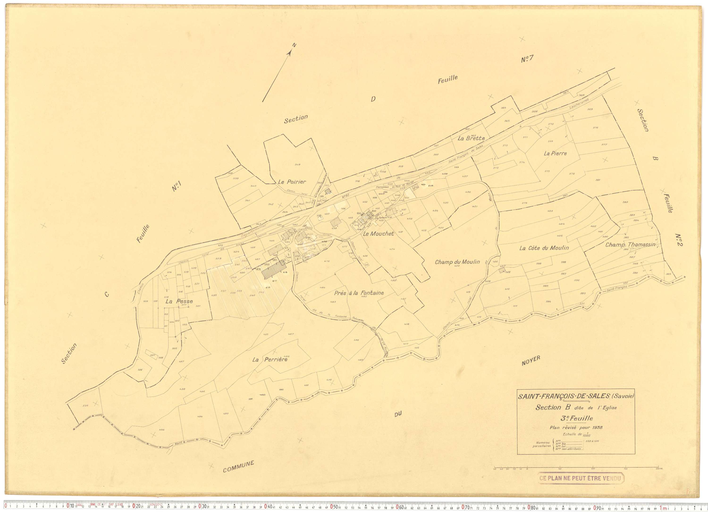 Saint-François-de-Sales - Plans cadastraux du cadastre rénové en 1938 et mis à jour en 1988.