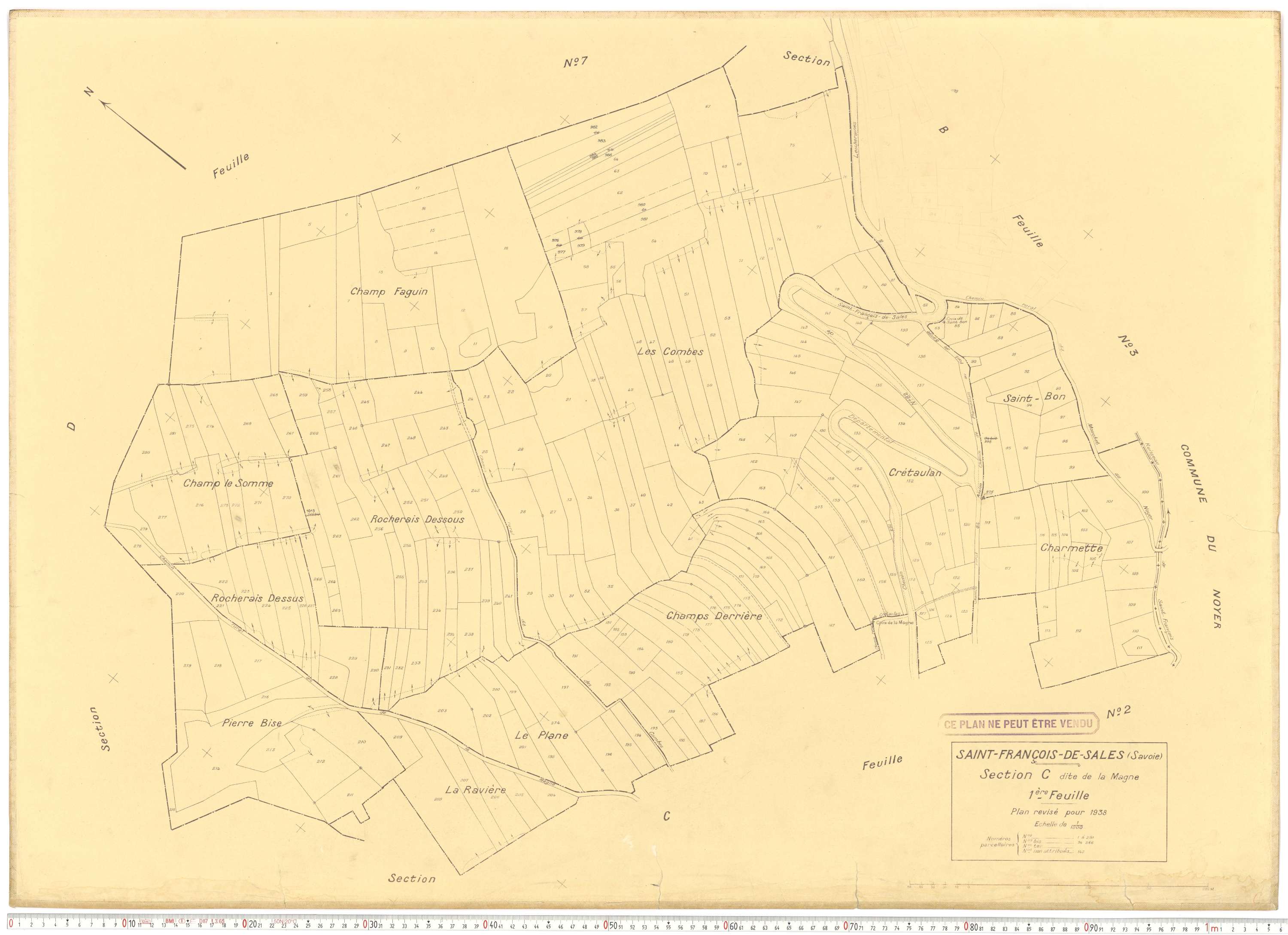 Saint-François-de-Sales - Plans cadastraux du cadastre rénové en 1938 et mis à jour en 1988.