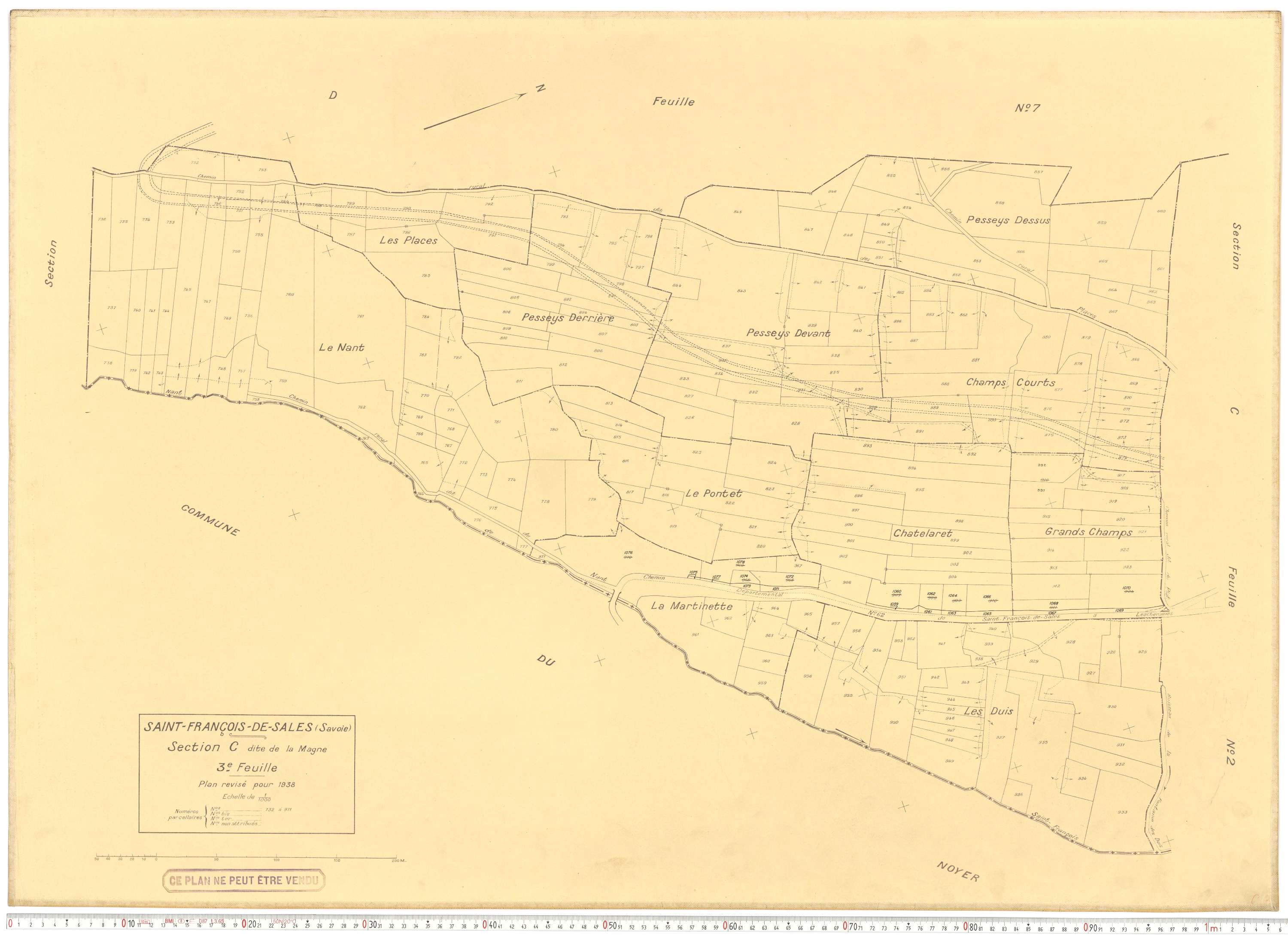 Saint-François-de-Sales - Plans cadastraux du cadastre rénové en 1938 et mis à jour en 1988.