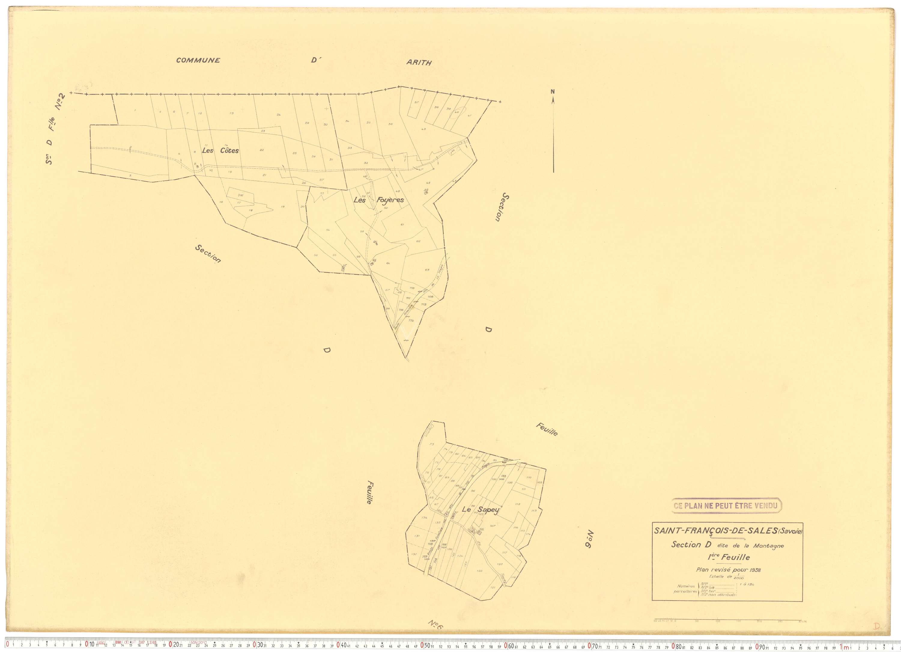 Saint-François-de-Sales - Plans cadastraux du cadastre rénové en 1938 et mis à jour en 1988.