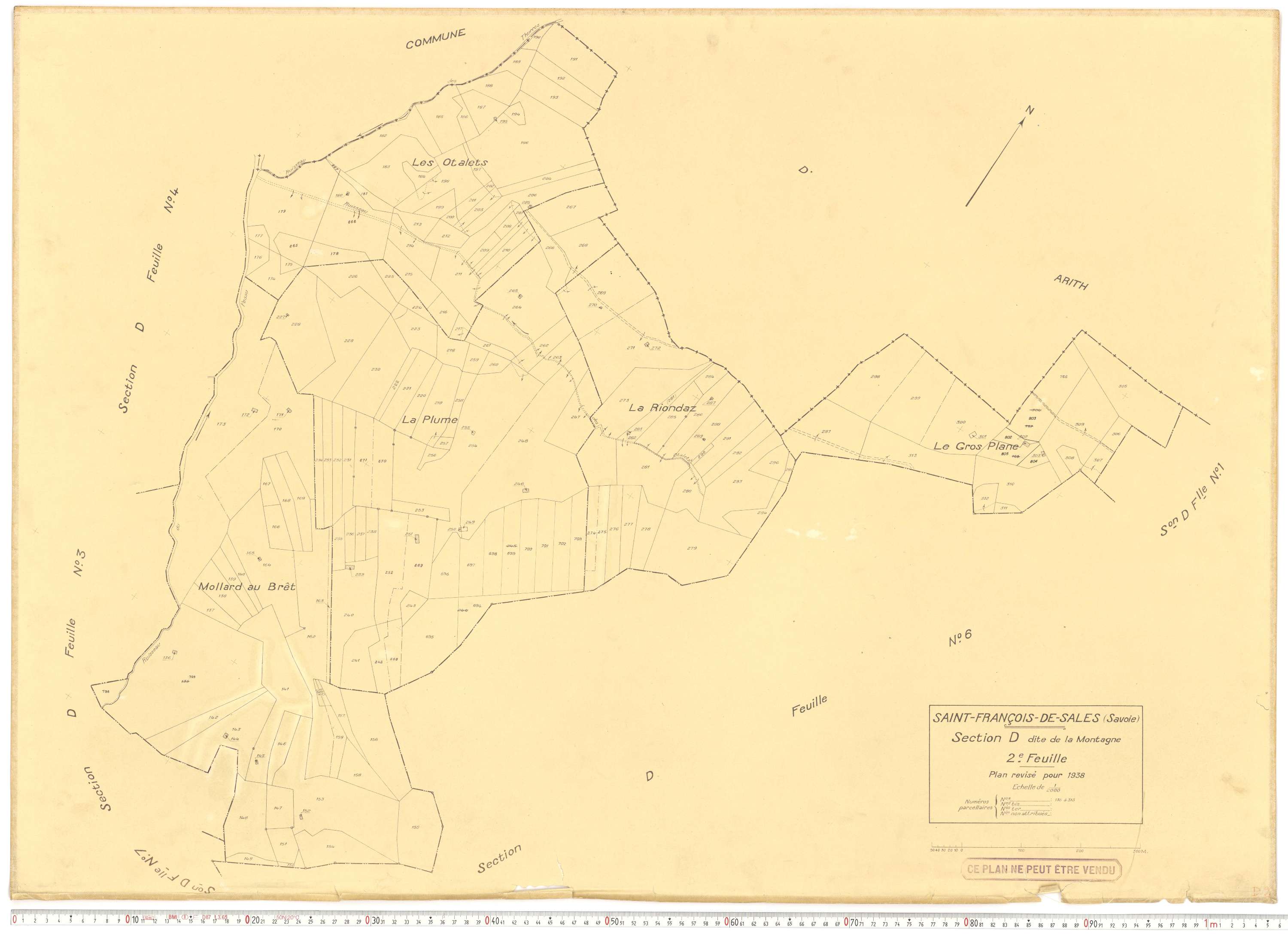 Saint-François-de-Sales - Plans cadastraux du cadastre rénové en 1938 et mis à jour en 1988.