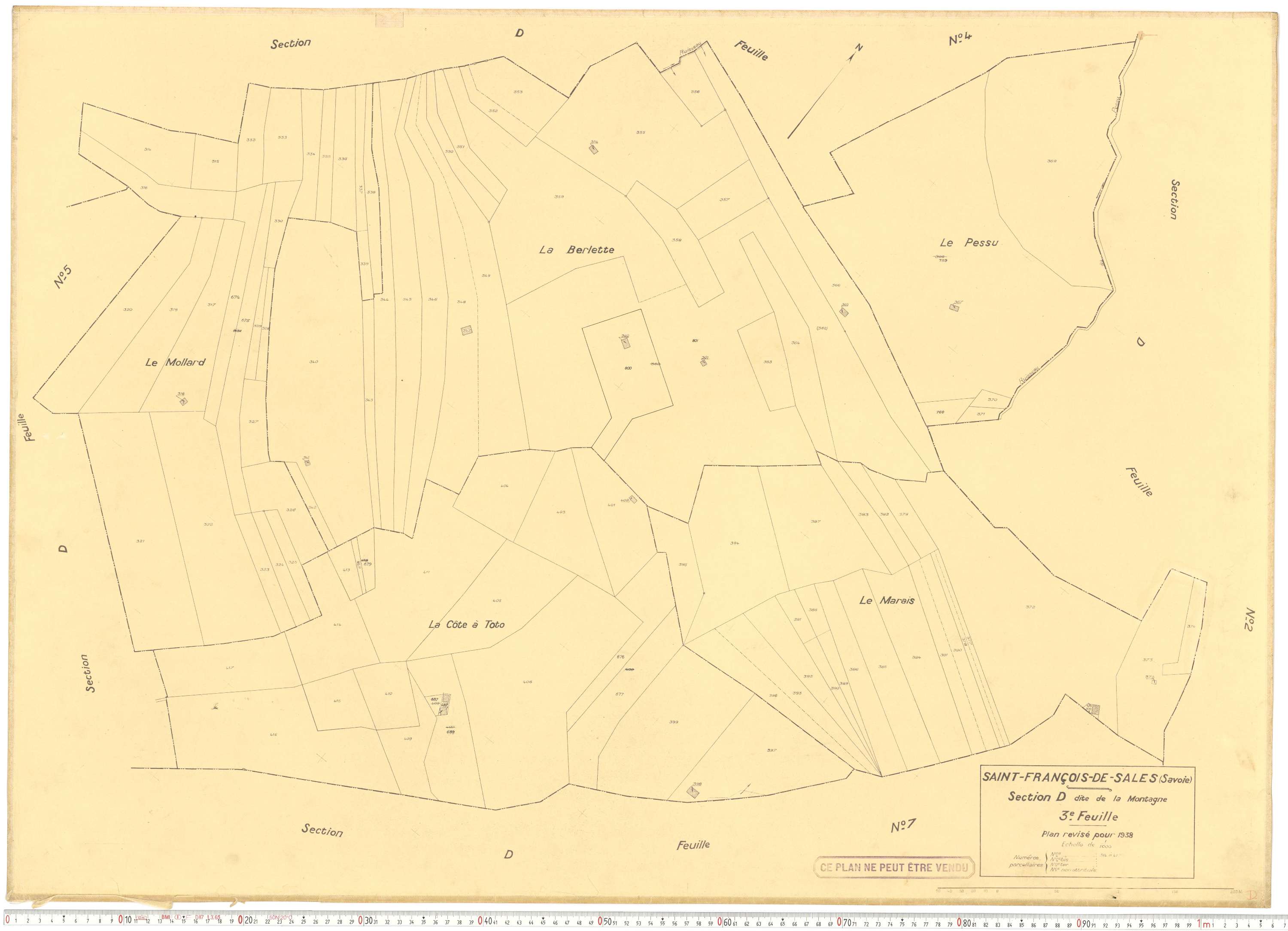 Saint-François-de-Sales - Plans cadastraux du cadastre rénové en 1938 et mis à jour en 1988.