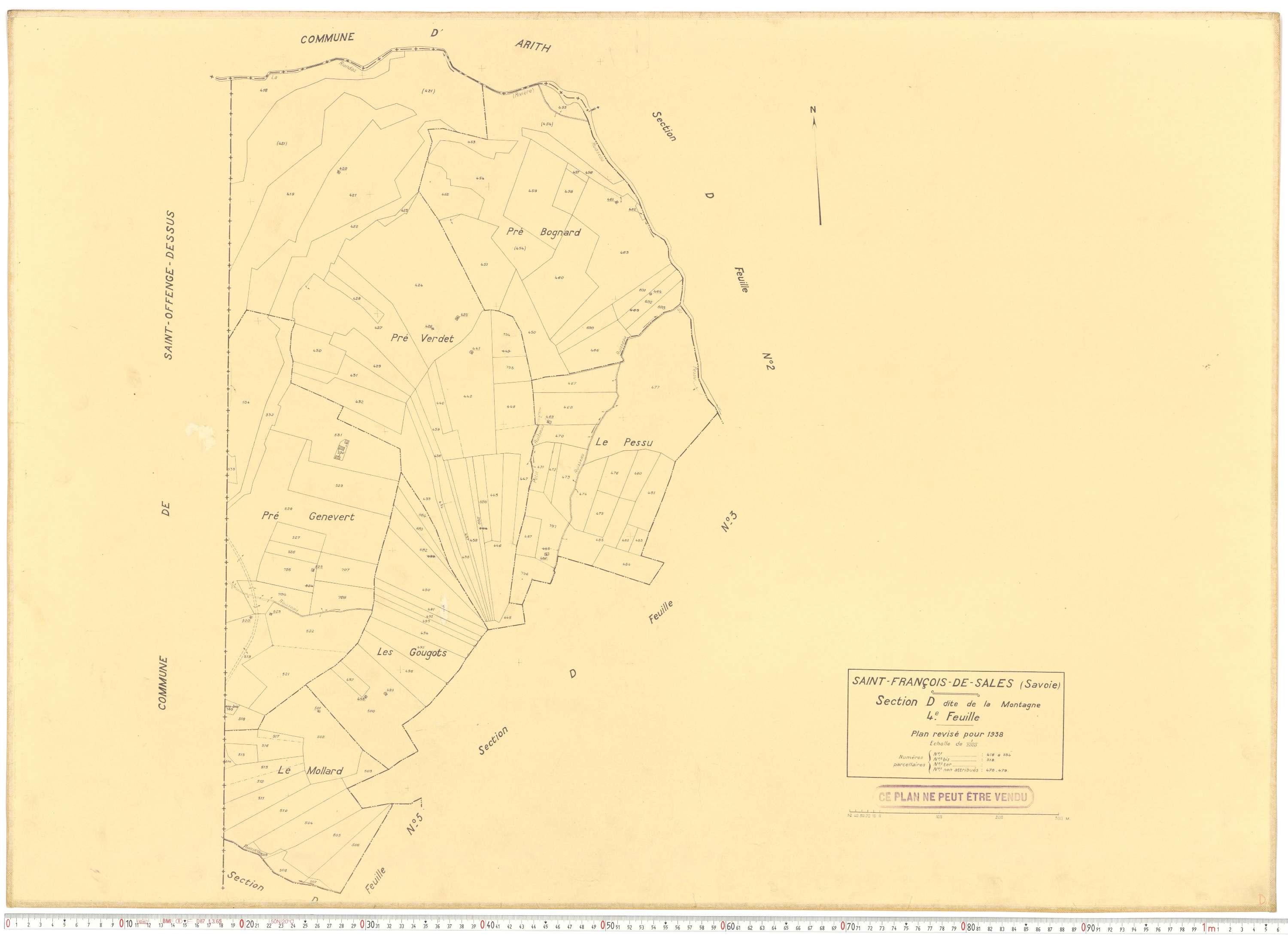 Saint-François-de-Sales - Plans cadastraux du cadastre rénové en 1938 et mis à jour en 1988.
