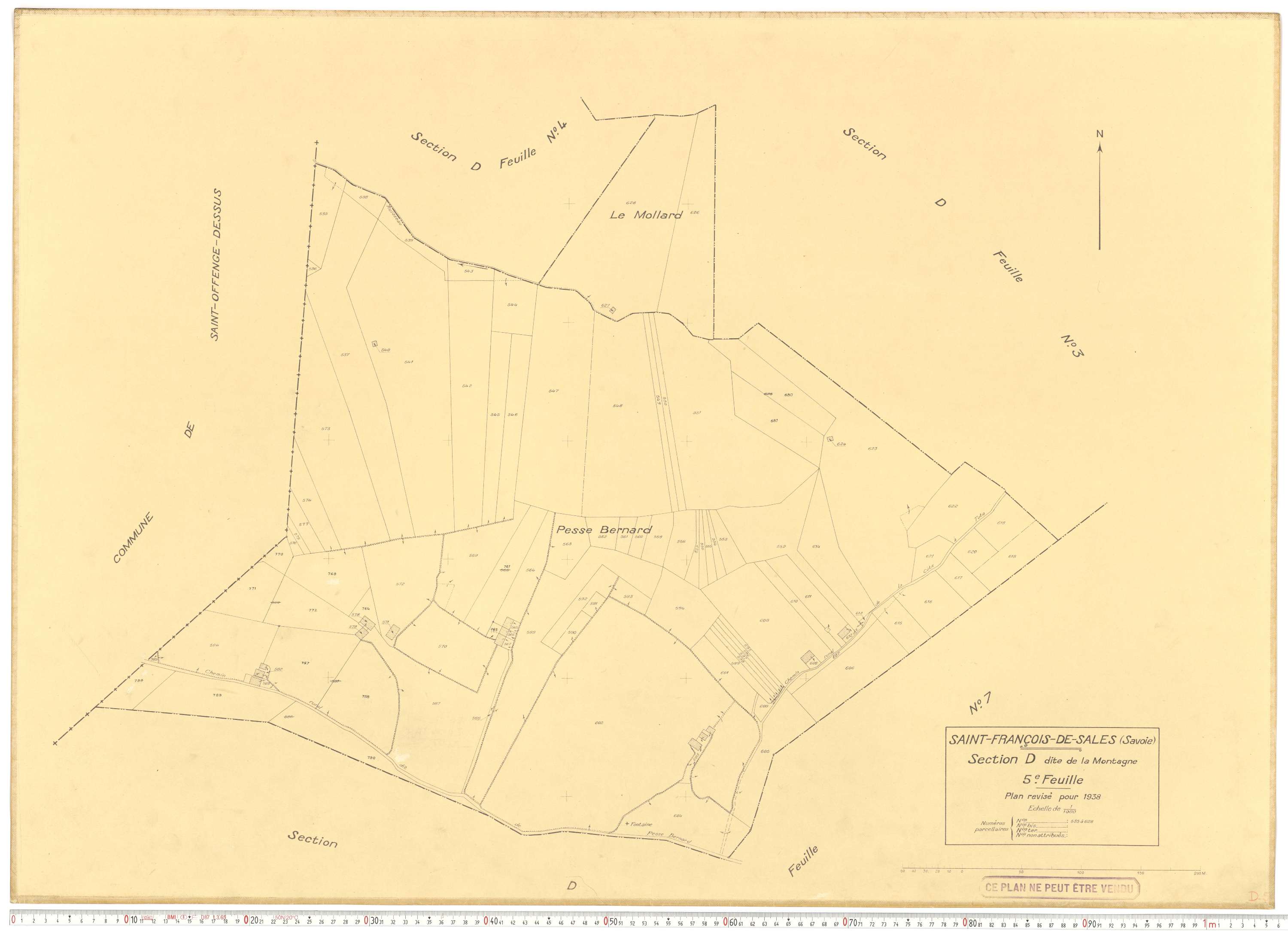 Saint-François-de-Sales - Plans cadastraux du cadastre rénové en 1938 et mis à jour en 1988.