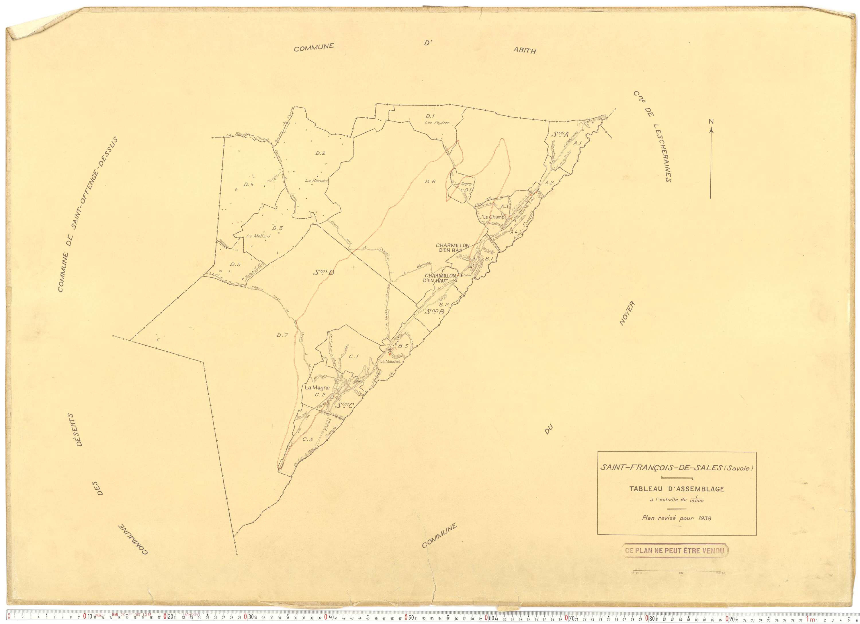 Saint-François-de-Sales - Plans cadastraux du cadastre rénové en 1938 et mis à jour en 1988.