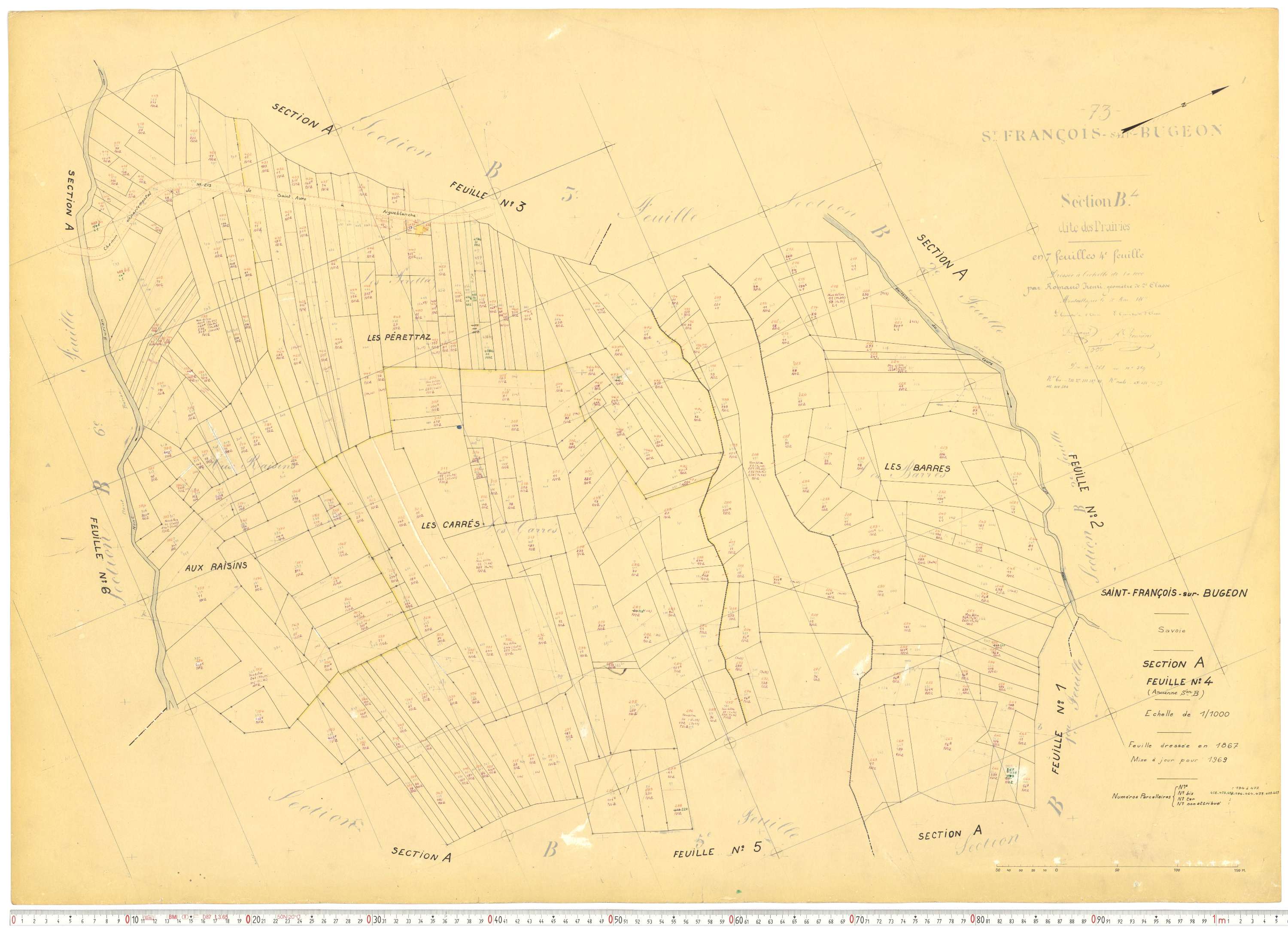 Saint-François-Longchamp - Plans cadastraux du cadastre rénové.