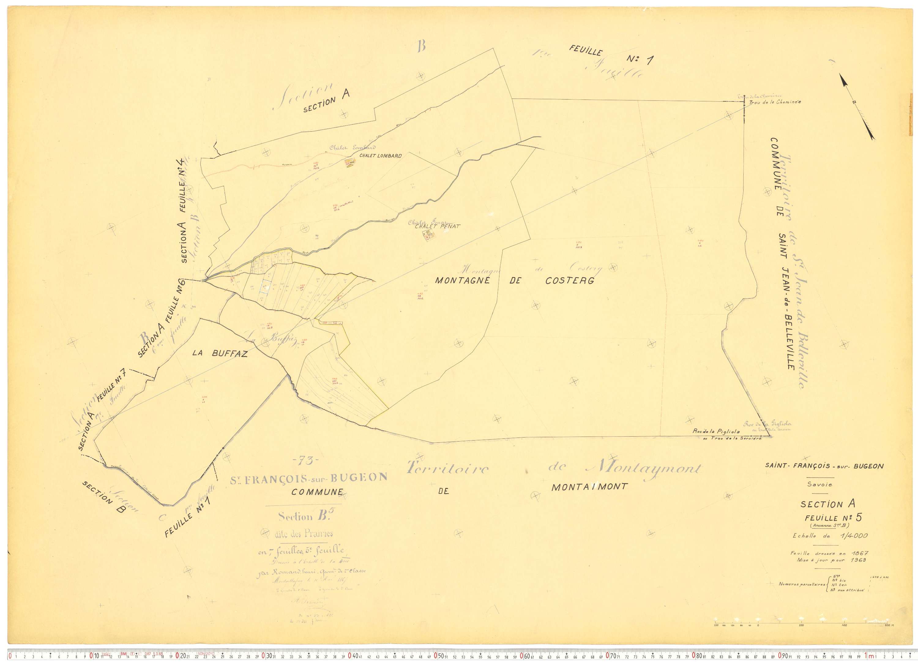 Saint-François-Longchamp - Plans cadastraux du cadastre rénové.