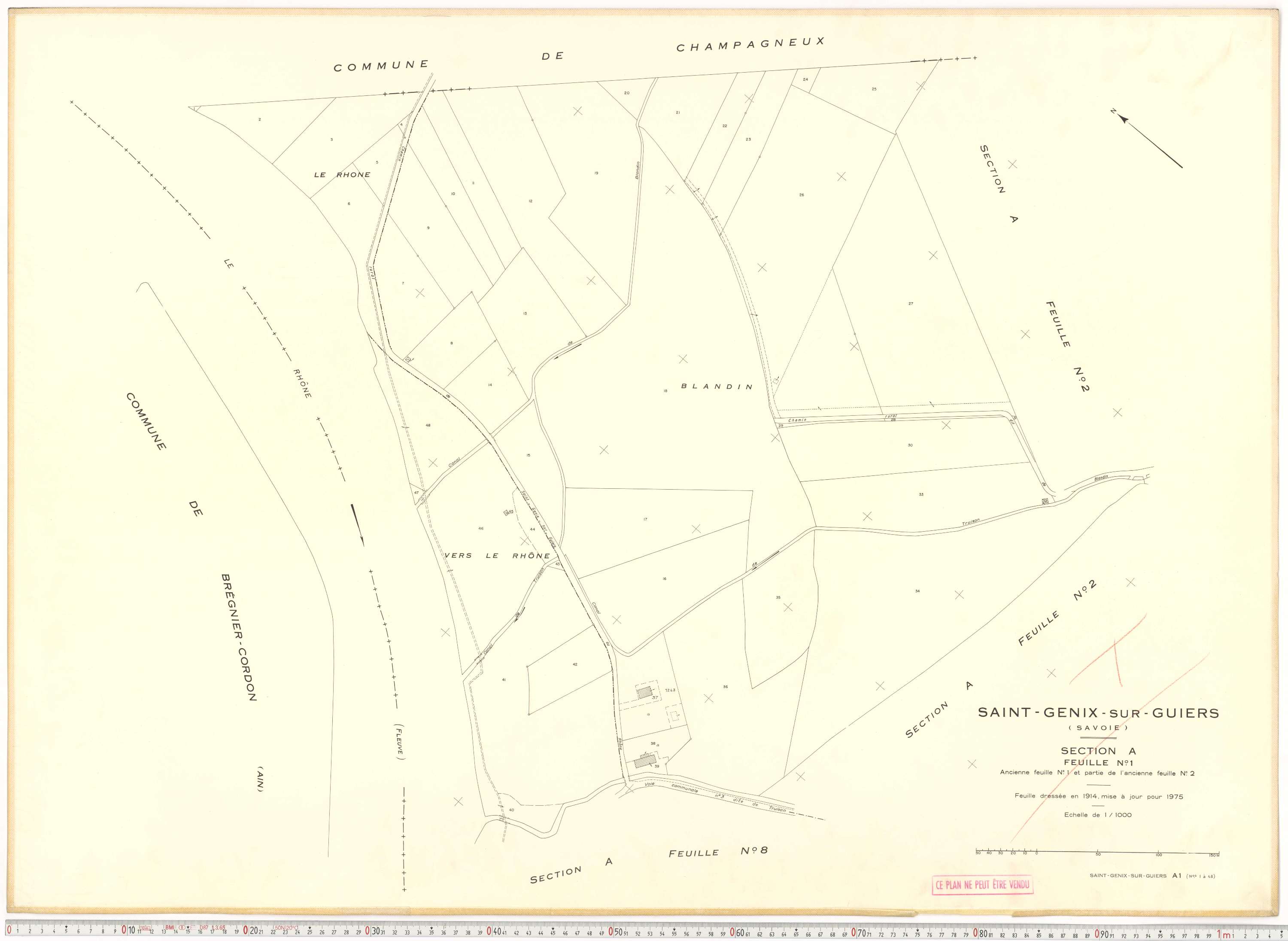 Saint-Genix-sur-Guiers - Plans cadastraux du cadastre rénové en 1975 et mis à jour en 1988.