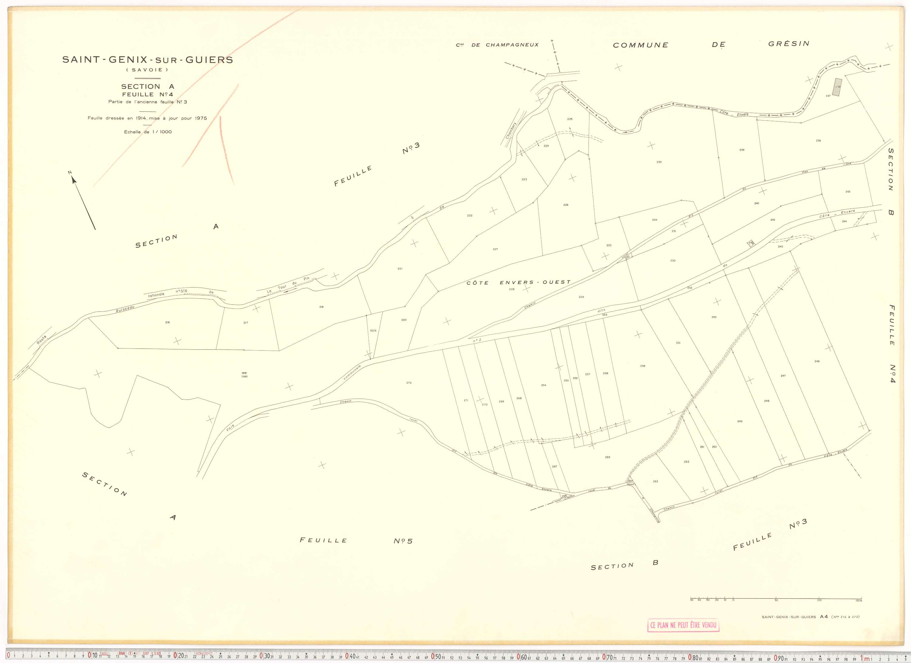 Saint-Genix-sur-Guiers - Plans cadastraux du cadastre rénové en 1975 et mis à jour en 1988.