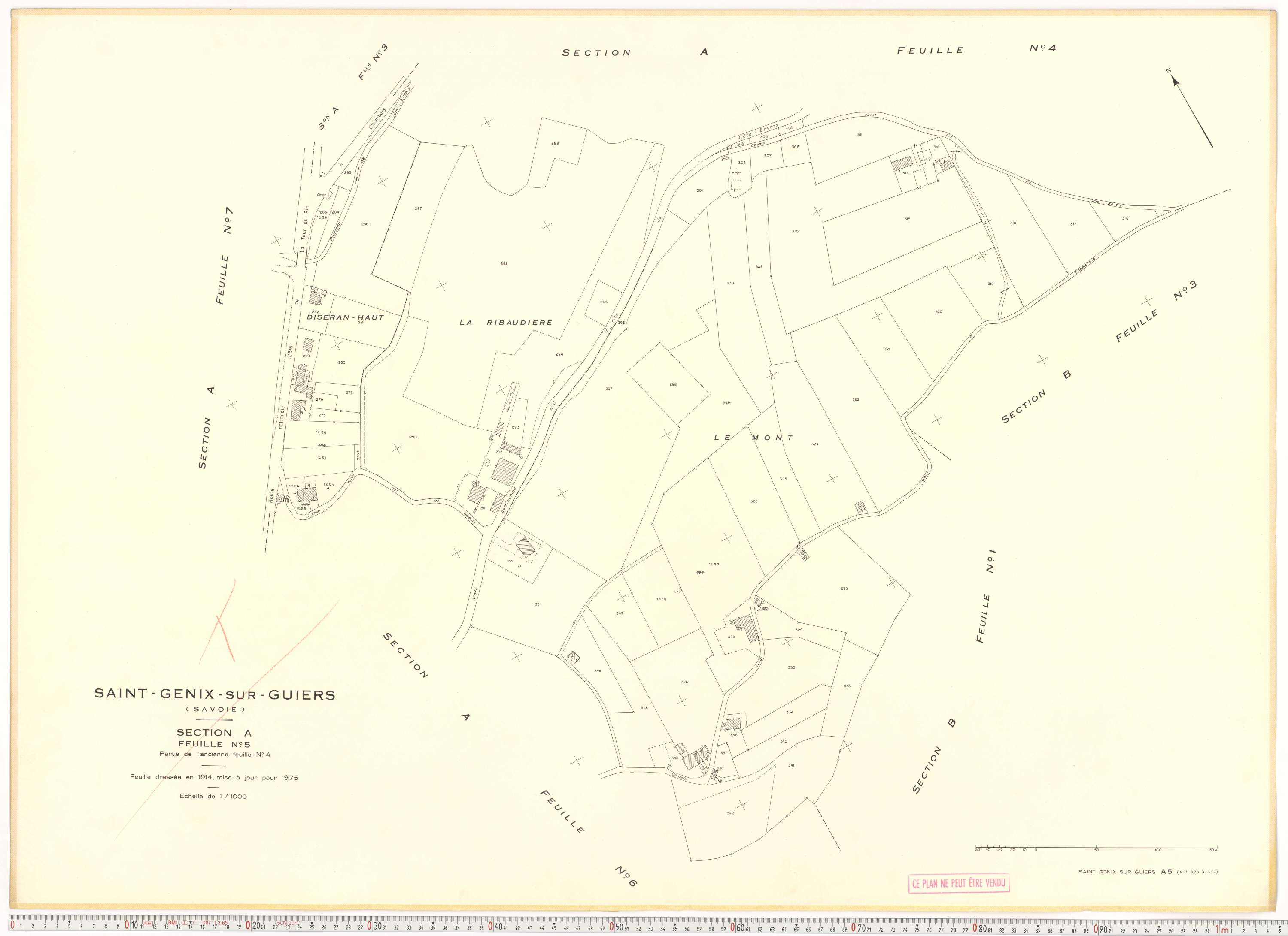 Saint-Genix-sur-Guiers - Plans cadastraux du cadastre rénové en 1975 et mis à jour en 1988.